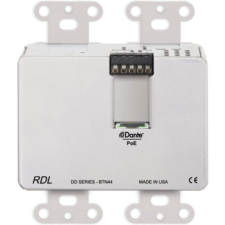 RDL DDB-BTN44 Bi-Directional Line-Level/Bluetooth Dante Interface on Decora Plate (Black)