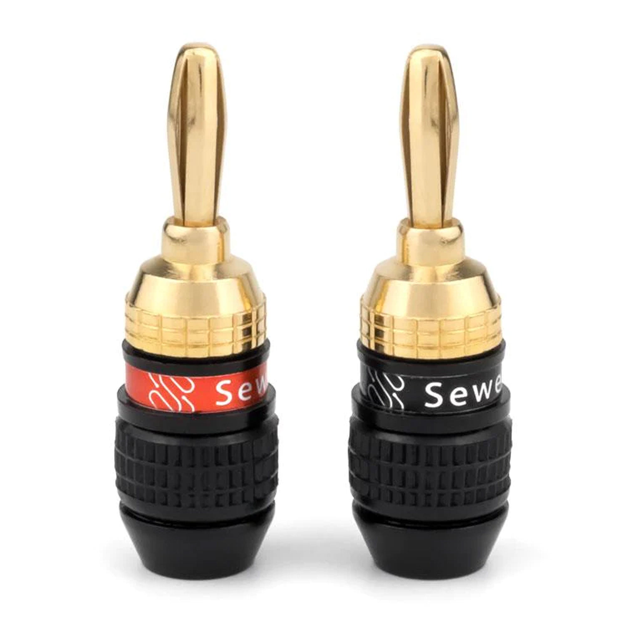 Sewell Deadbolt Gold Plated Compression Banana Plugs Box of 12 Pairs (12 Red & 12 Black)