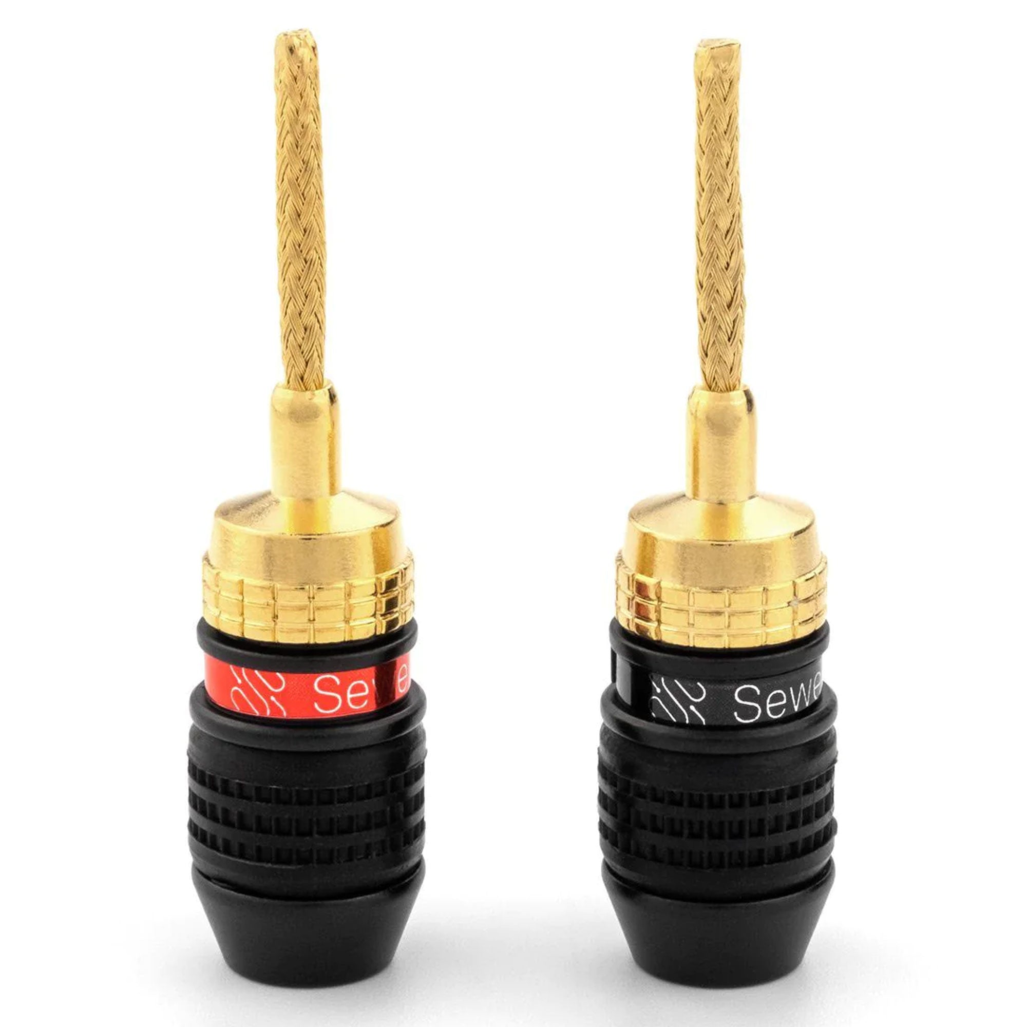 Sewell Deadbolt Gold Plated Compression Flex Pin Speaker Plugs (1 Red & 1 Black)