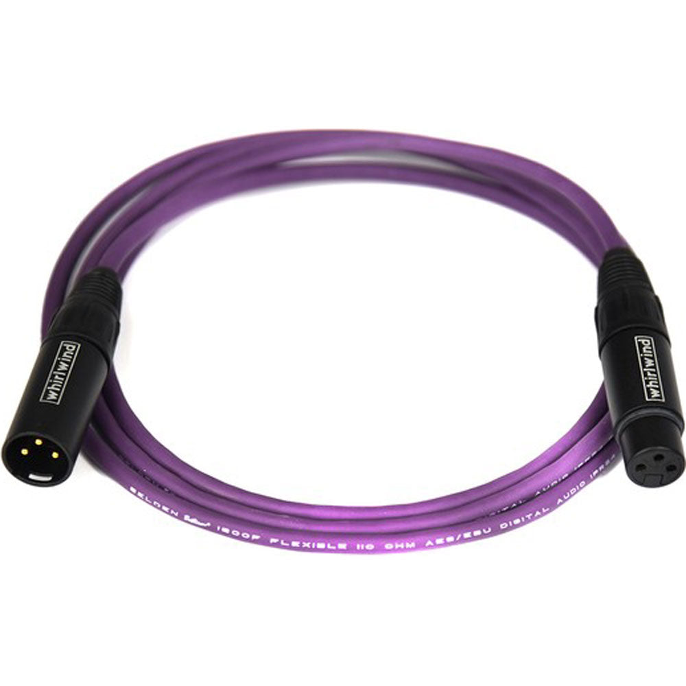 Whirlwind DKF03VT Purple AES/EBU Gold XLR Male to Female Cable Made with Belden 1800F (3')