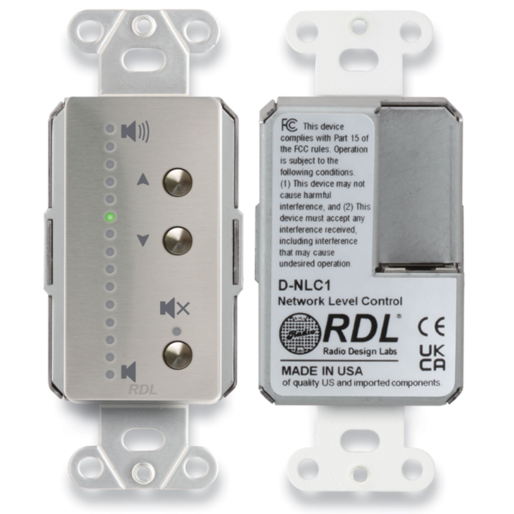 RDL DS-NLC1 Network Remote Control with LEDS - Dante (Stainless Steel)