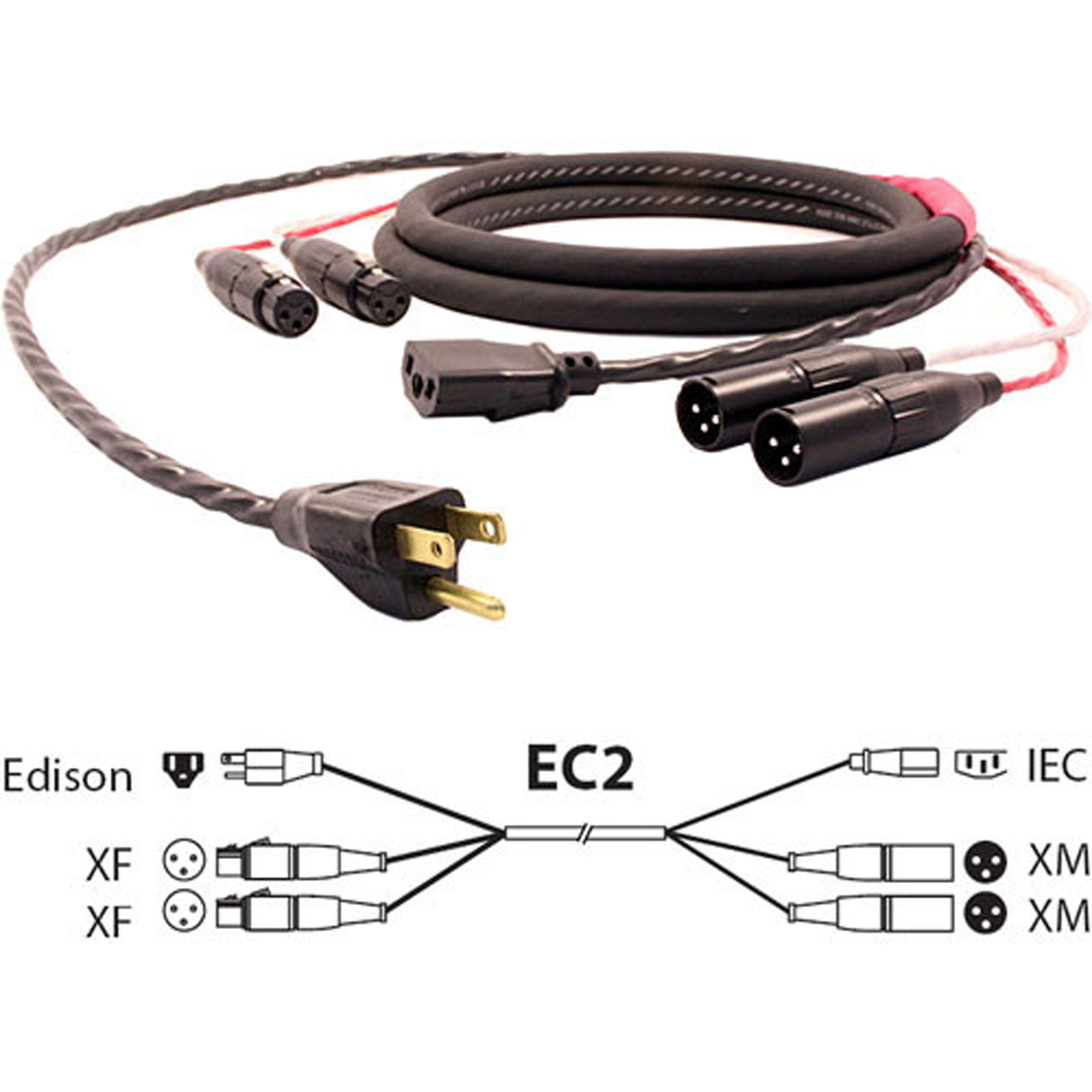 RapcoHorizon Pro Co Siamese Twin EC2 Dual XLR Audio + Edison to IEC Power Cable (75')