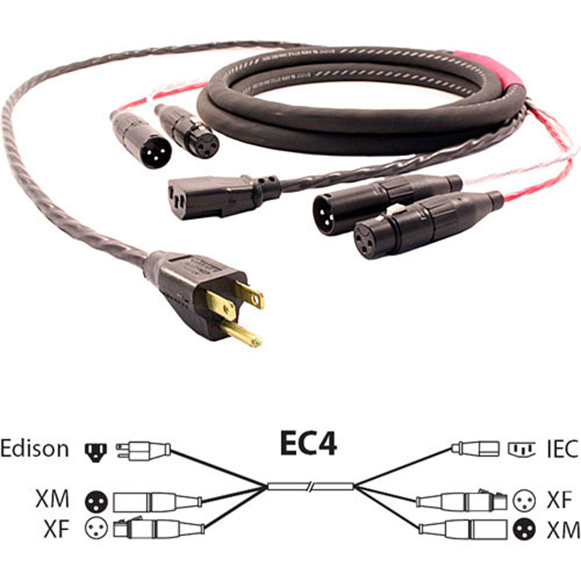 RapcoHorizon Pro Co Siamese Twin EC4 Dual MF/FM XLR Audio + Edison to IEC Power Cable (100')