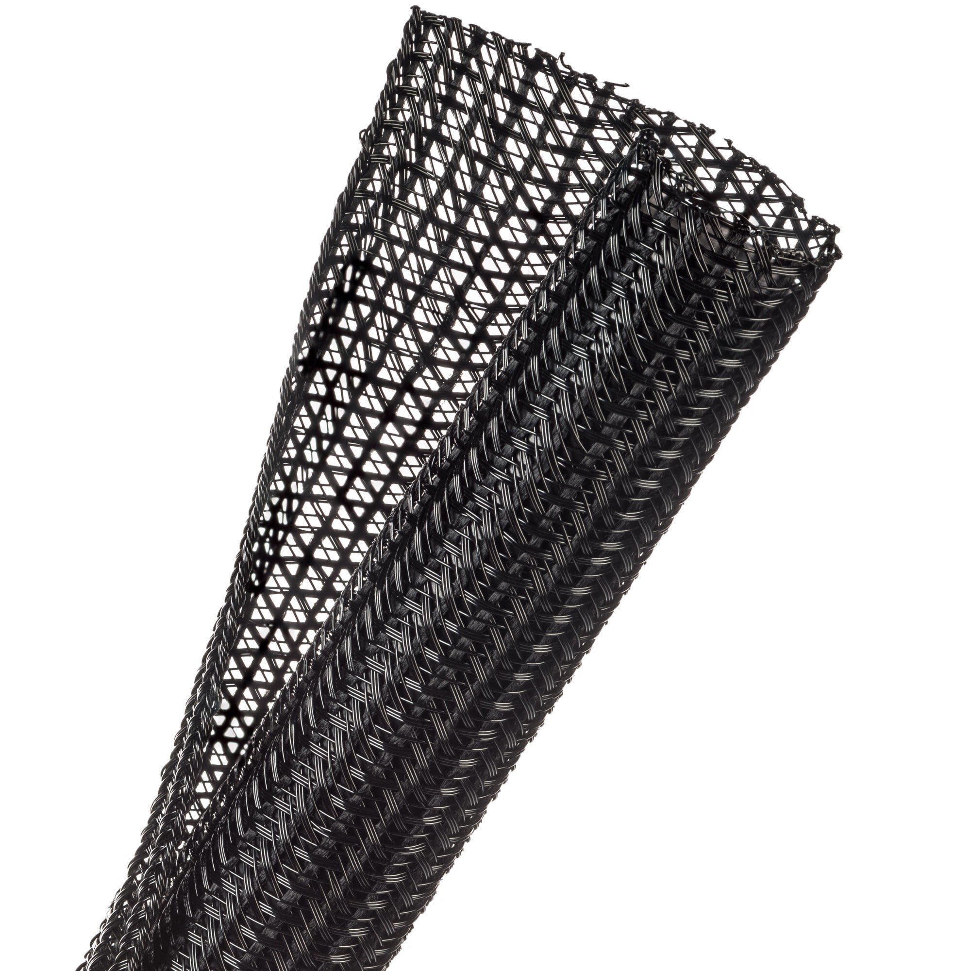 Techflex Flexo F6 Split, Semi-Rigid Braided Sleeving (1" Black, 100' Box)