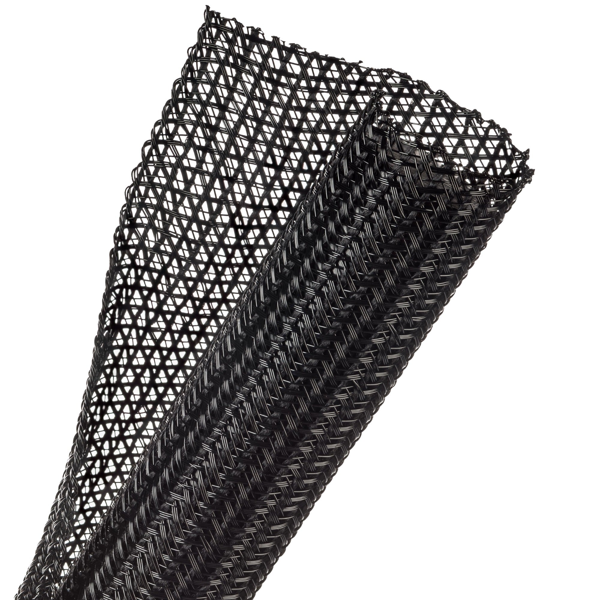 Techflex Flexo F6 Split, Semi-Rigid Braided Sleeving (1-1/4" Black, 75' Box)