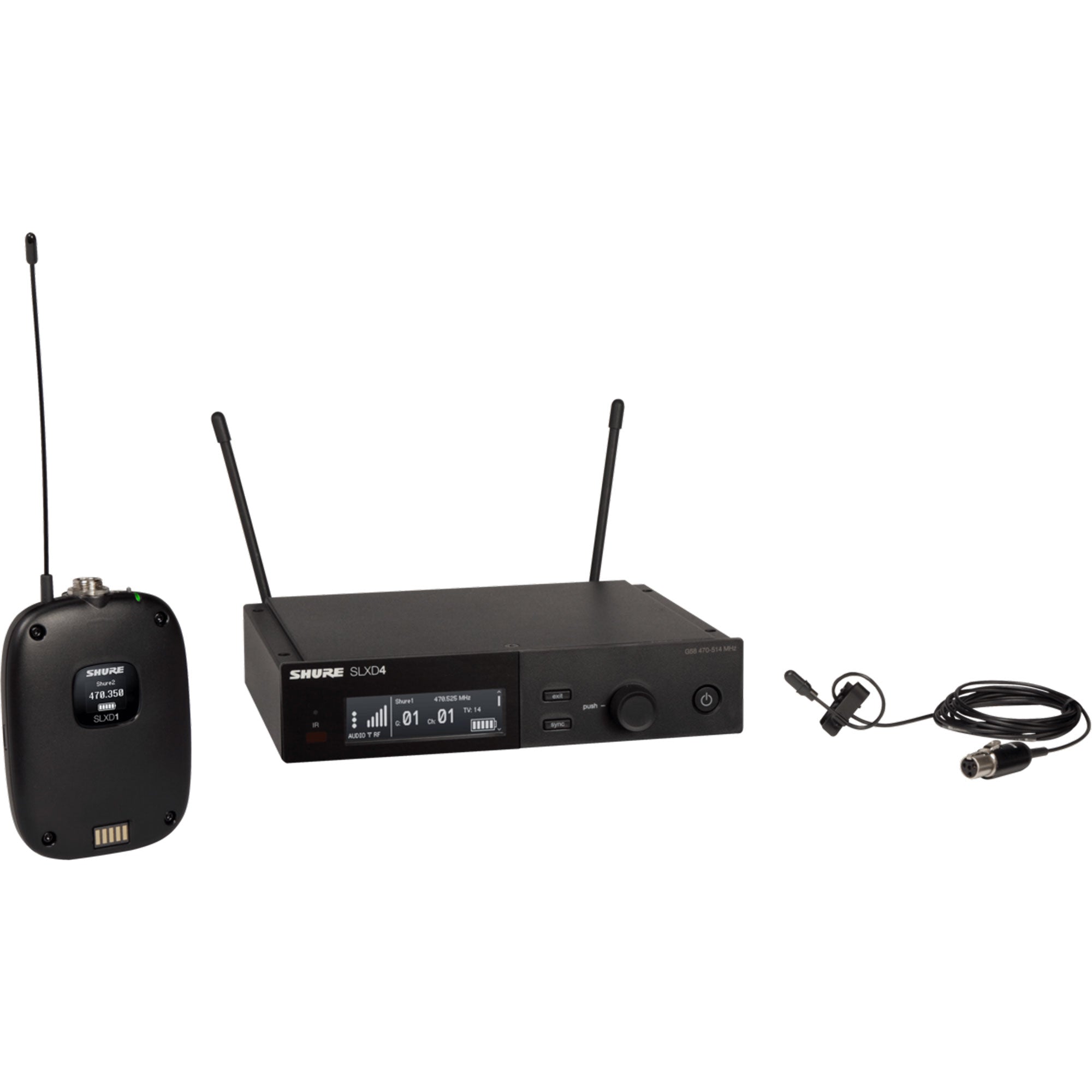 Shure SLXD14/DL4B Digital Wireless DuraPlex Omni Lavalier Mic System (J52: 558-616 MHz)