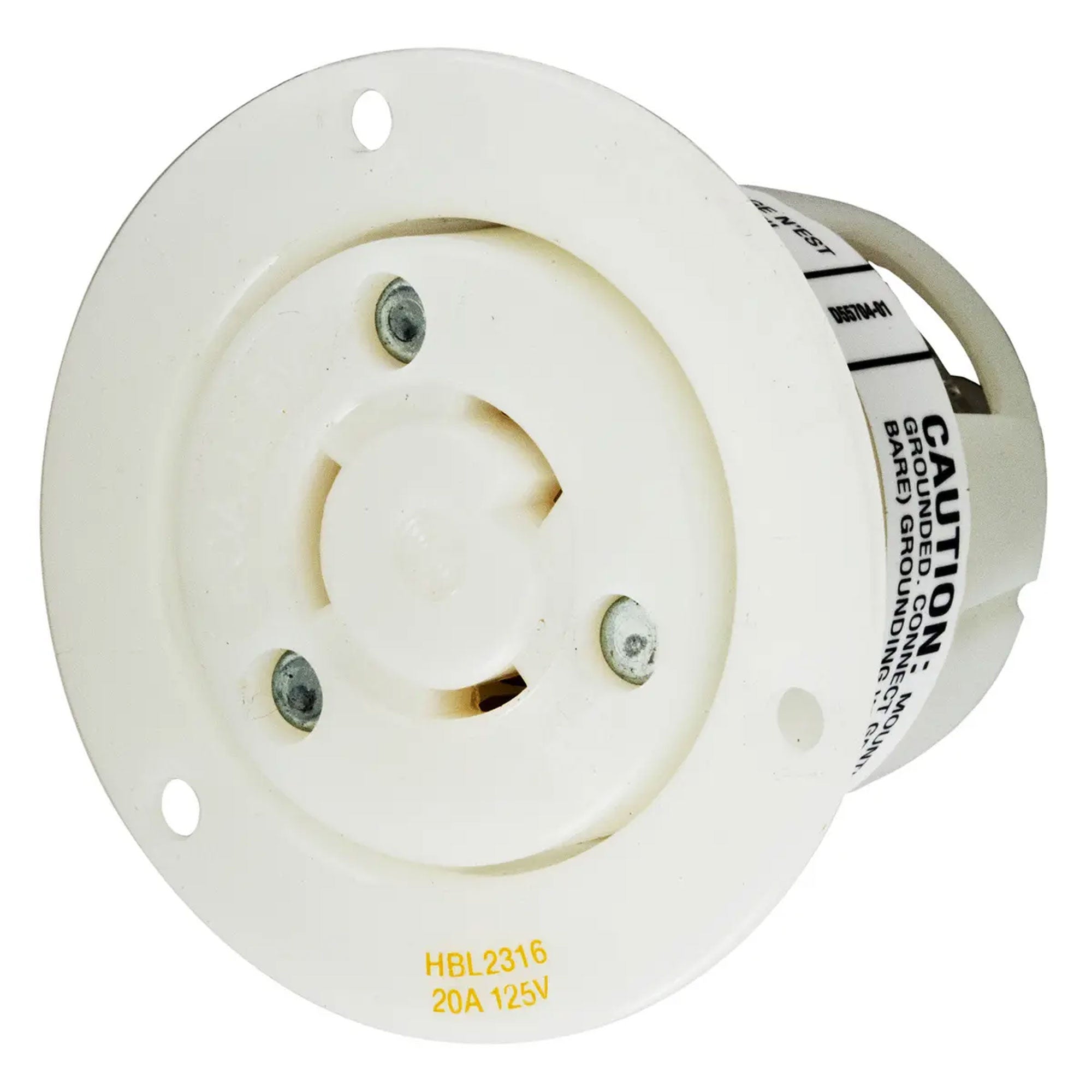 Whirlwind Hubbell HBL2316 Twist-Lock Nema L5-20R Flanged Female AC Electrical Power Receptacle