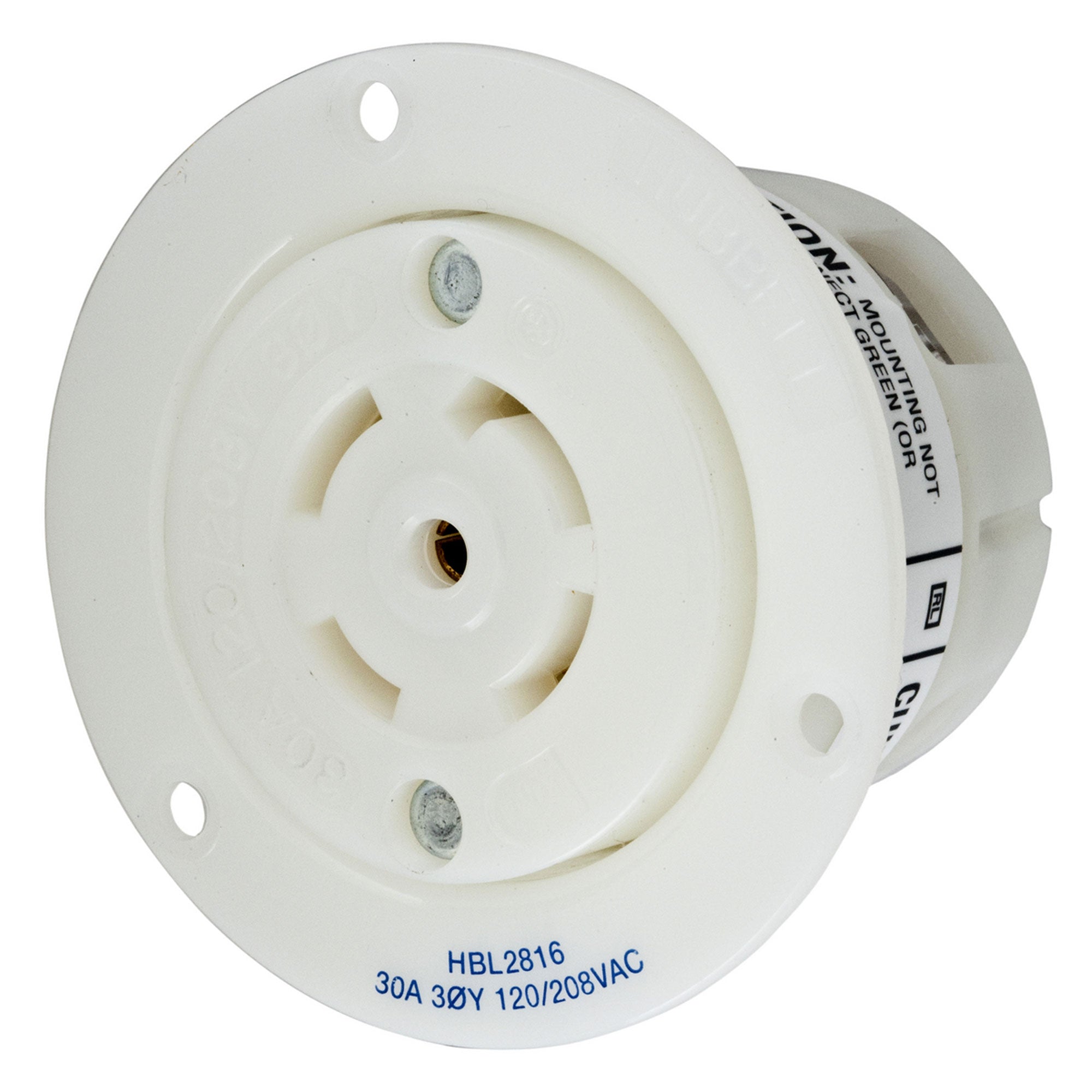 Whirlwind Hubbell HBL2816 Twist-Lock Nema L21-30R Flanged Female AC Electrical Power Receptacle