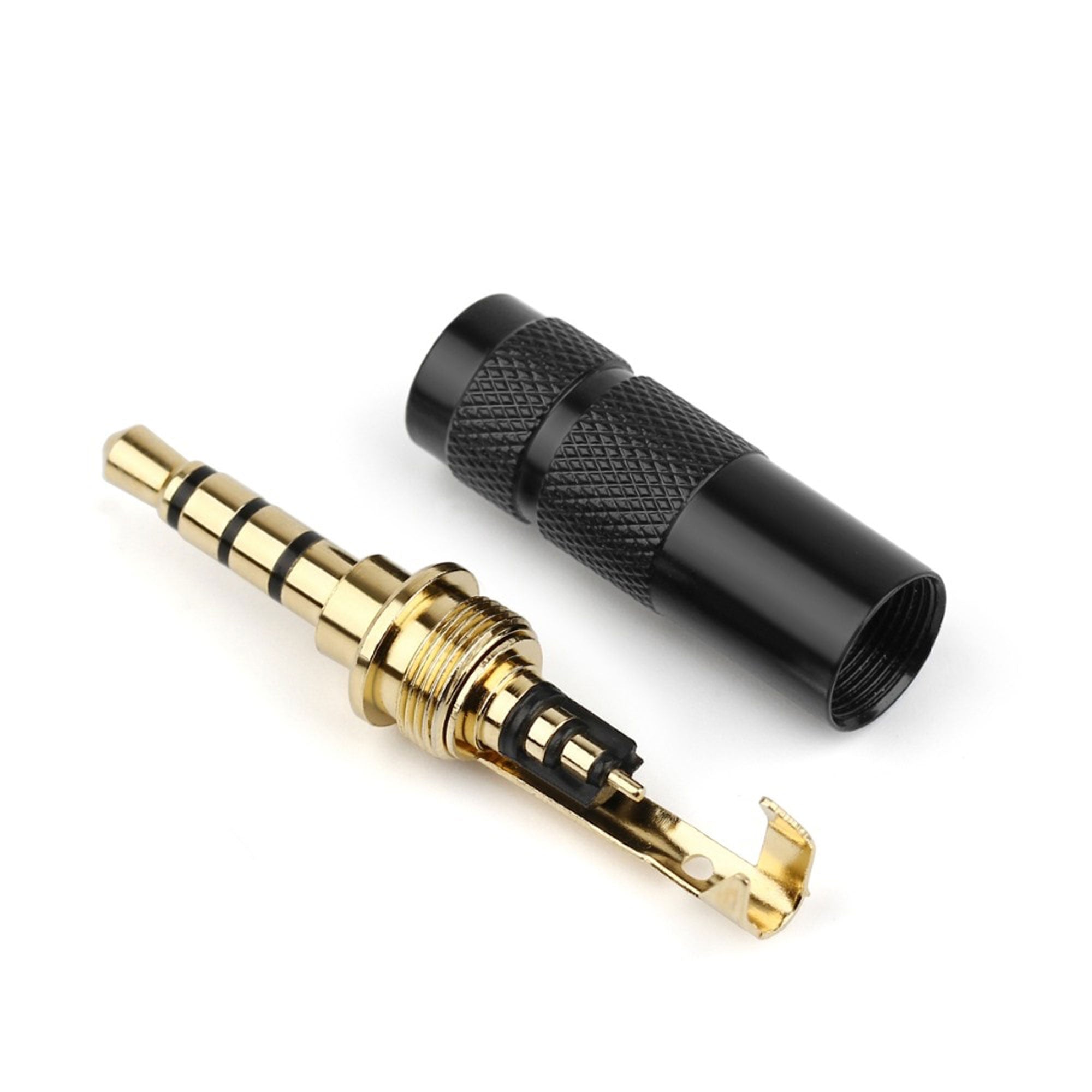 Performance Audio Gold Plated 3.5mm 4-Pole TRRS Male Headphone Connector (Black, Straight)