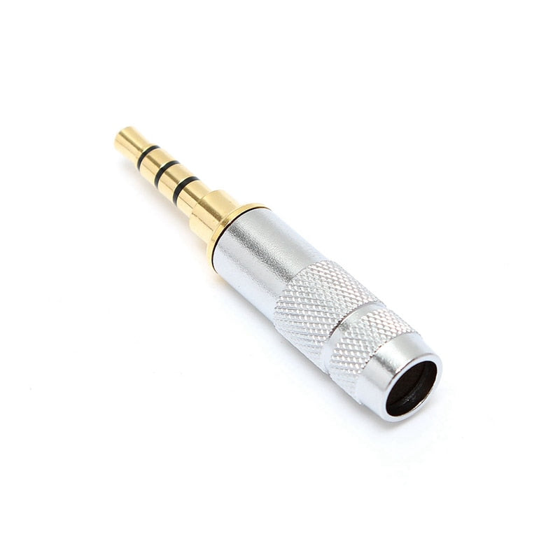 Performance Audio Gold Plated 3.5mm 4-Pole TRRS Male Headphone Connector (Silver, Straight)