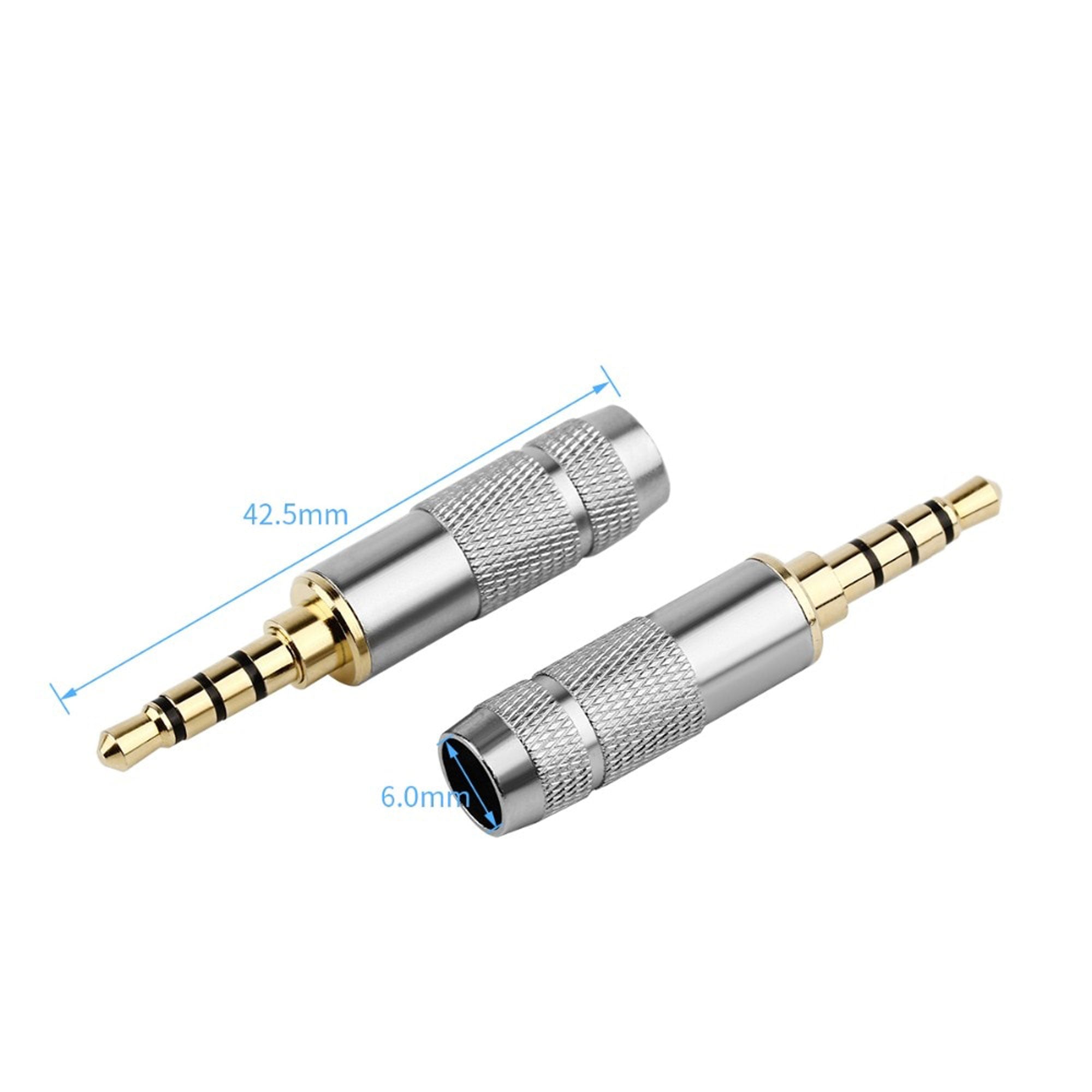 Performance Audio Gold Plated 3.5mm 4-Pole TRRS Male Headphone Connector (Silver, Straight)