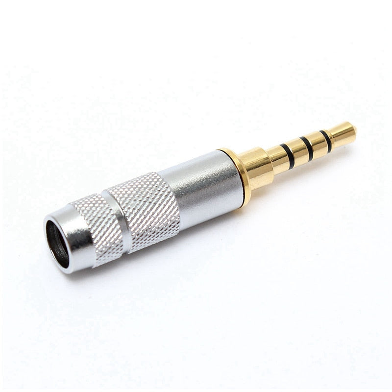 Performance Audio Gold Plated 3.5mm 4-Pole TRRS Male Headphone Connector (Silver, Straight)