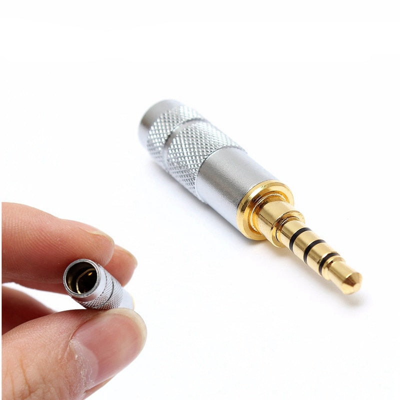 Performance Audio Gold Plated 3.5mm 4-Pole TRRS Male Headphone Connector (Silver, Straight)