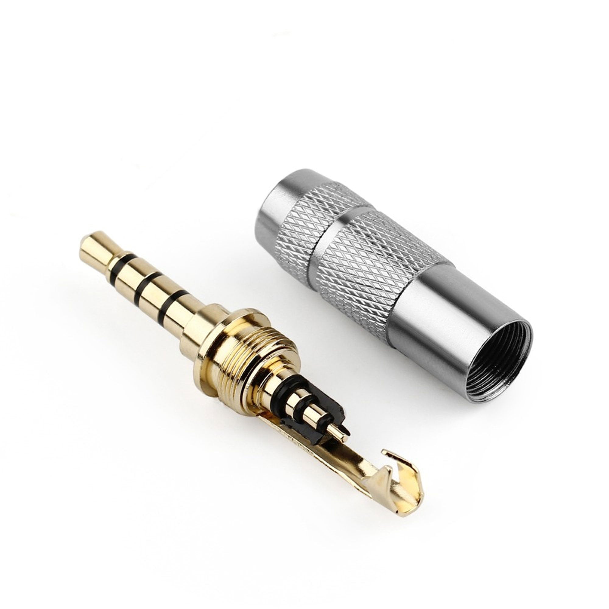 Performance Audio Gold Plated 3.5mm 4-Pole TRRS Male Headphone Connector (Silver, Straight)