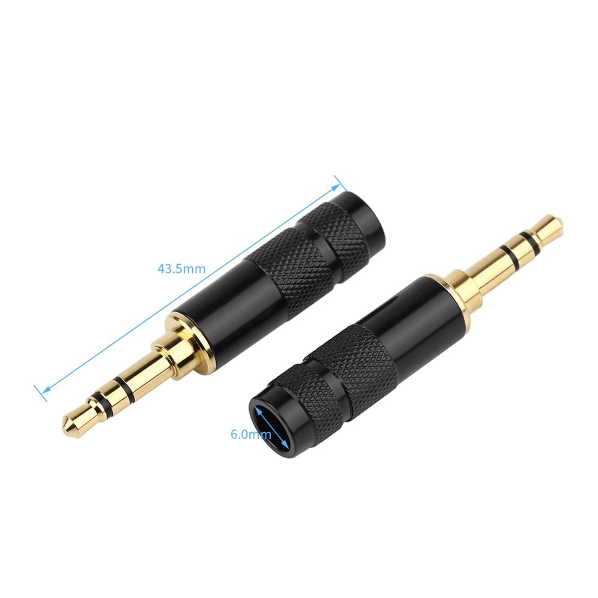 Performance Audio Gold Plated 3.5mm 3-Pole TRS Male Headphone Connector (Black, Straight)