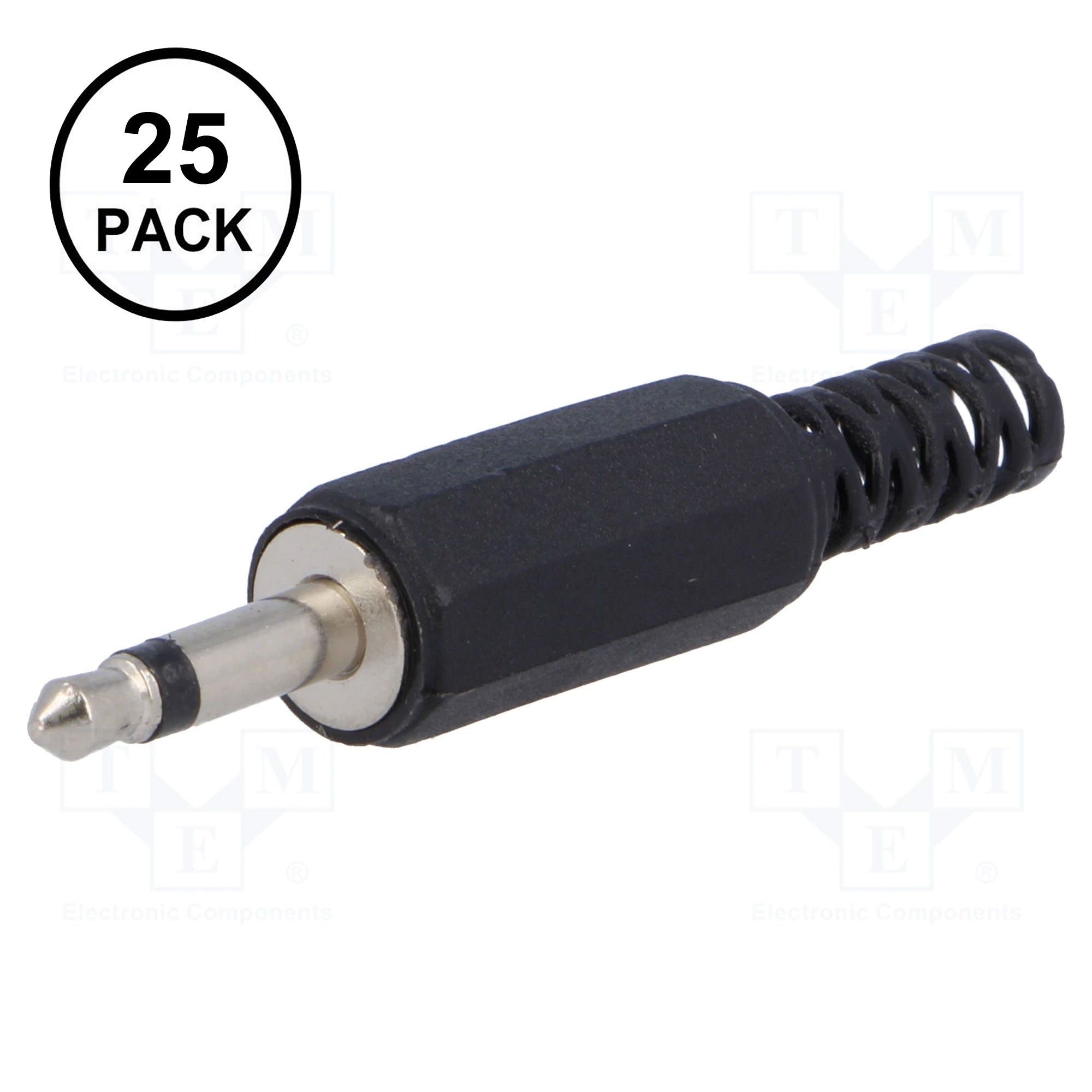 Performance Audio In-Line 3.5mm (1/8") TS Mono Male Plug (Black Plastic, 25 Pack)