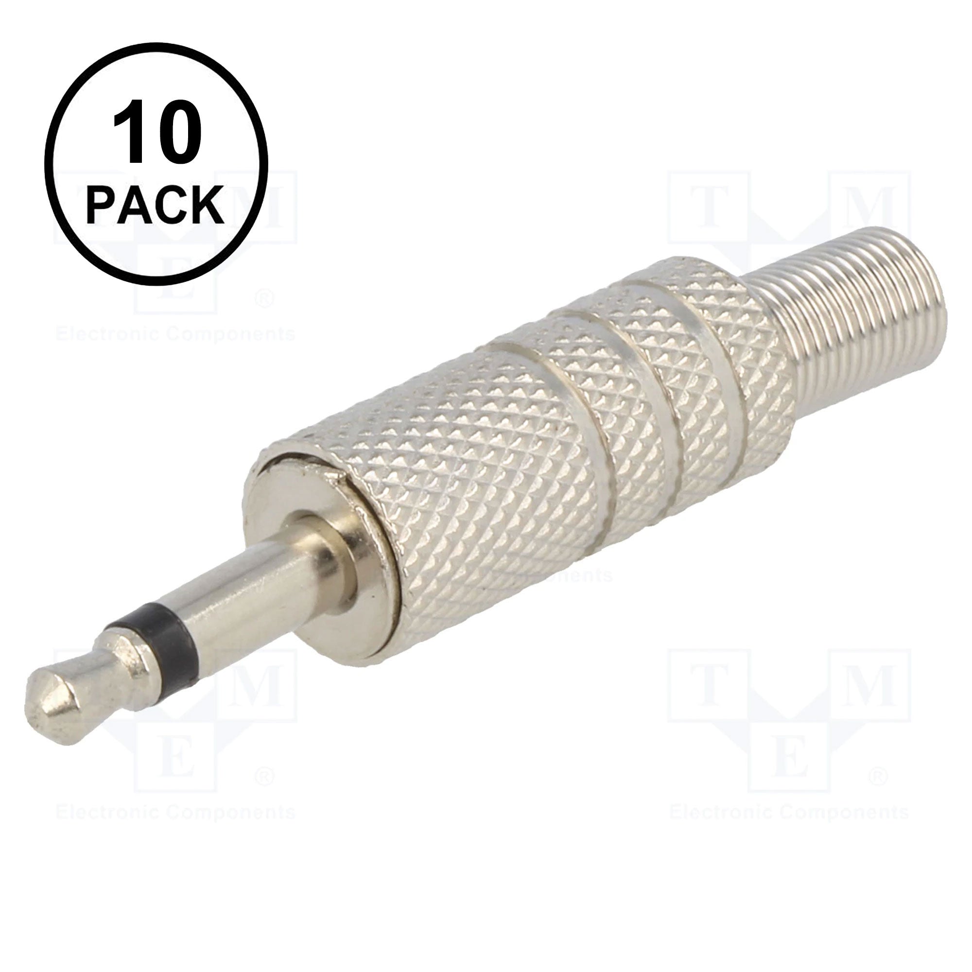 Performance Audio In-Line 3.5mm (1/8") TS Mono Male Plug (Silver, 10 Pack)