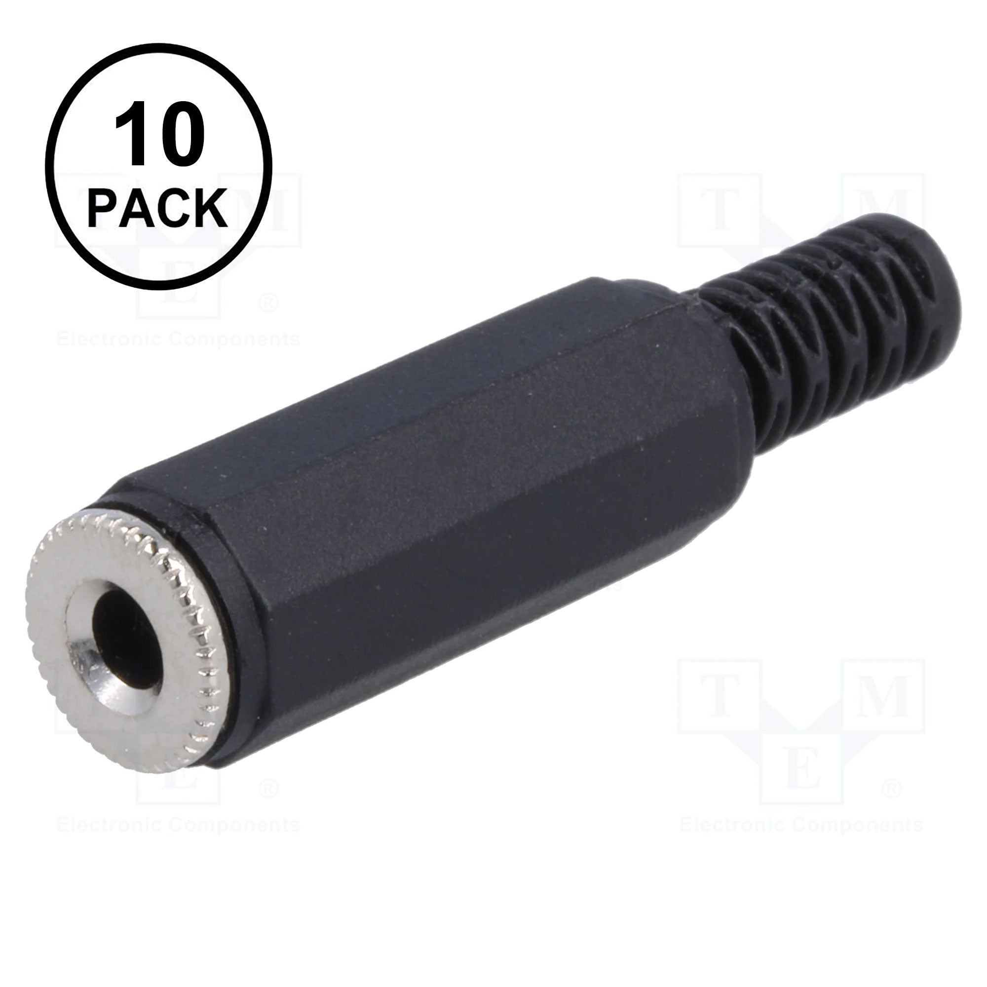 Performance Audio In-Line 3.5mm (1/8") TS Mono Female Jack (Black Plastic, 10 Pack)