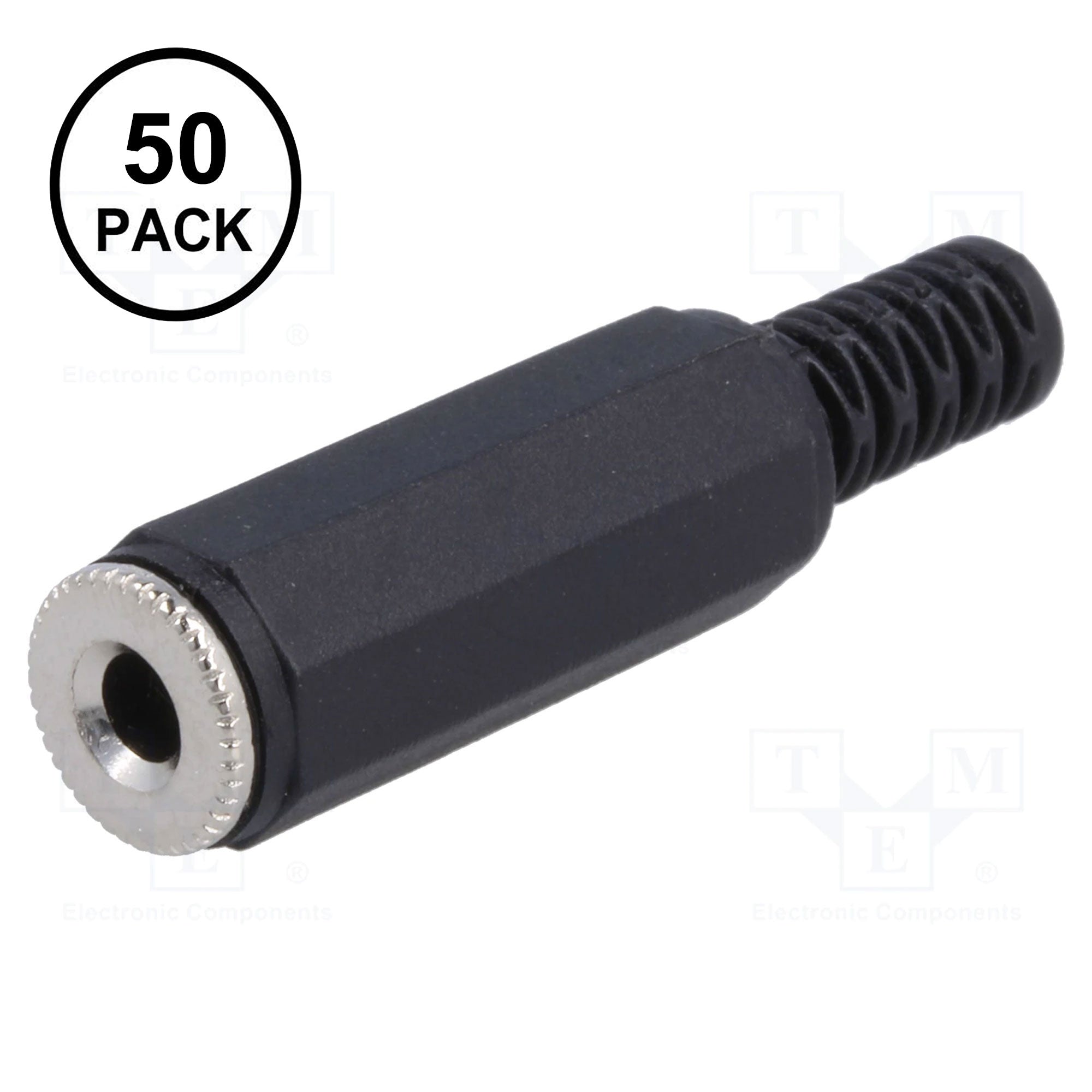 Performance Audio In-Line 3.5mm (1/8") TS Mono Female Jack (Black Plastic, 50 Pack)