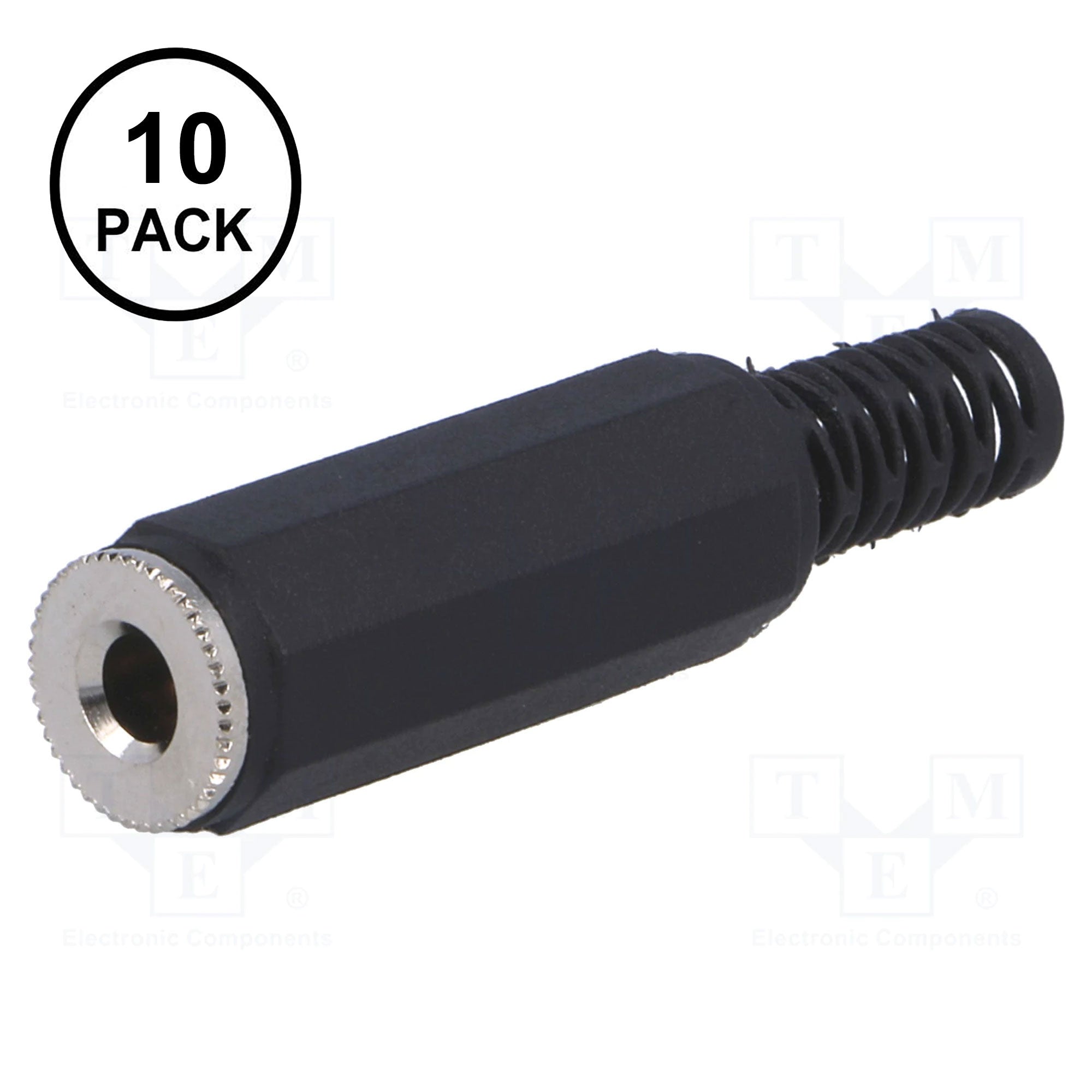 Performance Audio In-Line 3.5mm (1/8") TRS Stereo Female Jack (Black Plastic, 10 Pack)