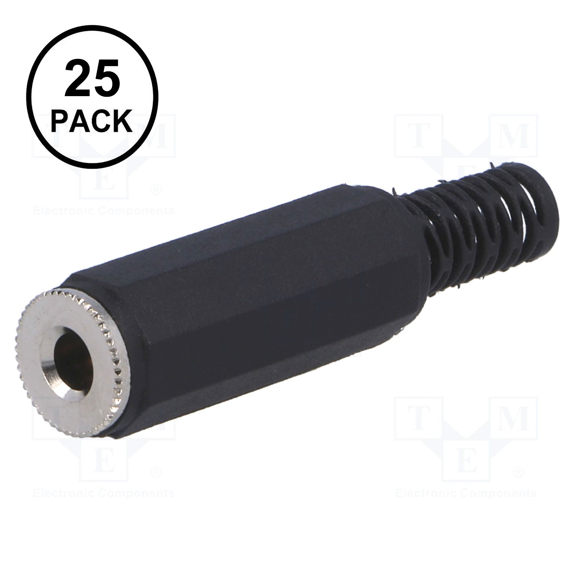 Performance Audio In-Line 3.5mm (1/8") TRS Stereo Female Jack (Black Plastic, 25 Pack)