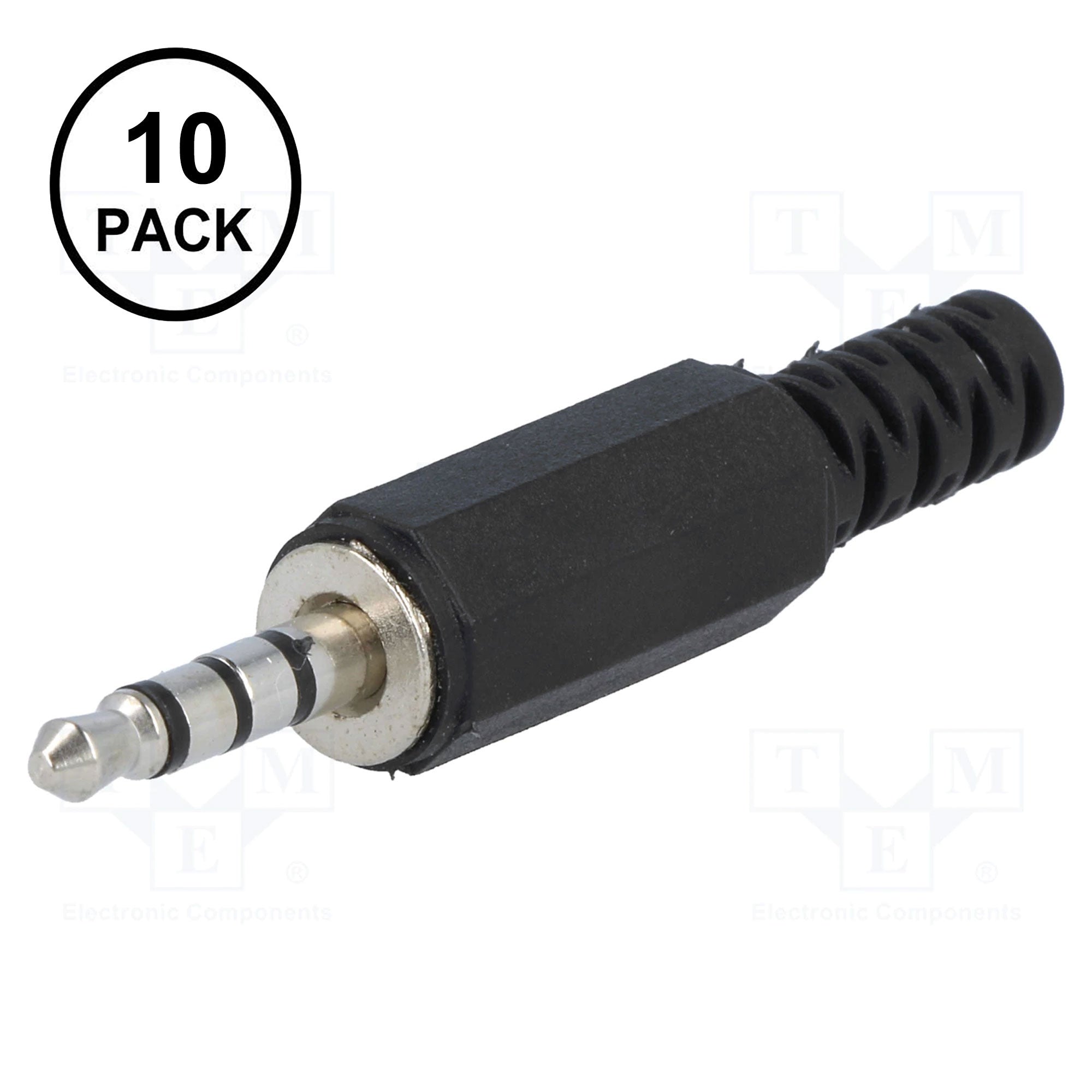 Performance Audio In-Line 3.5mm (1/8") TRRS 4-Pole Male Plug (Black Plastic, 10 Pack)