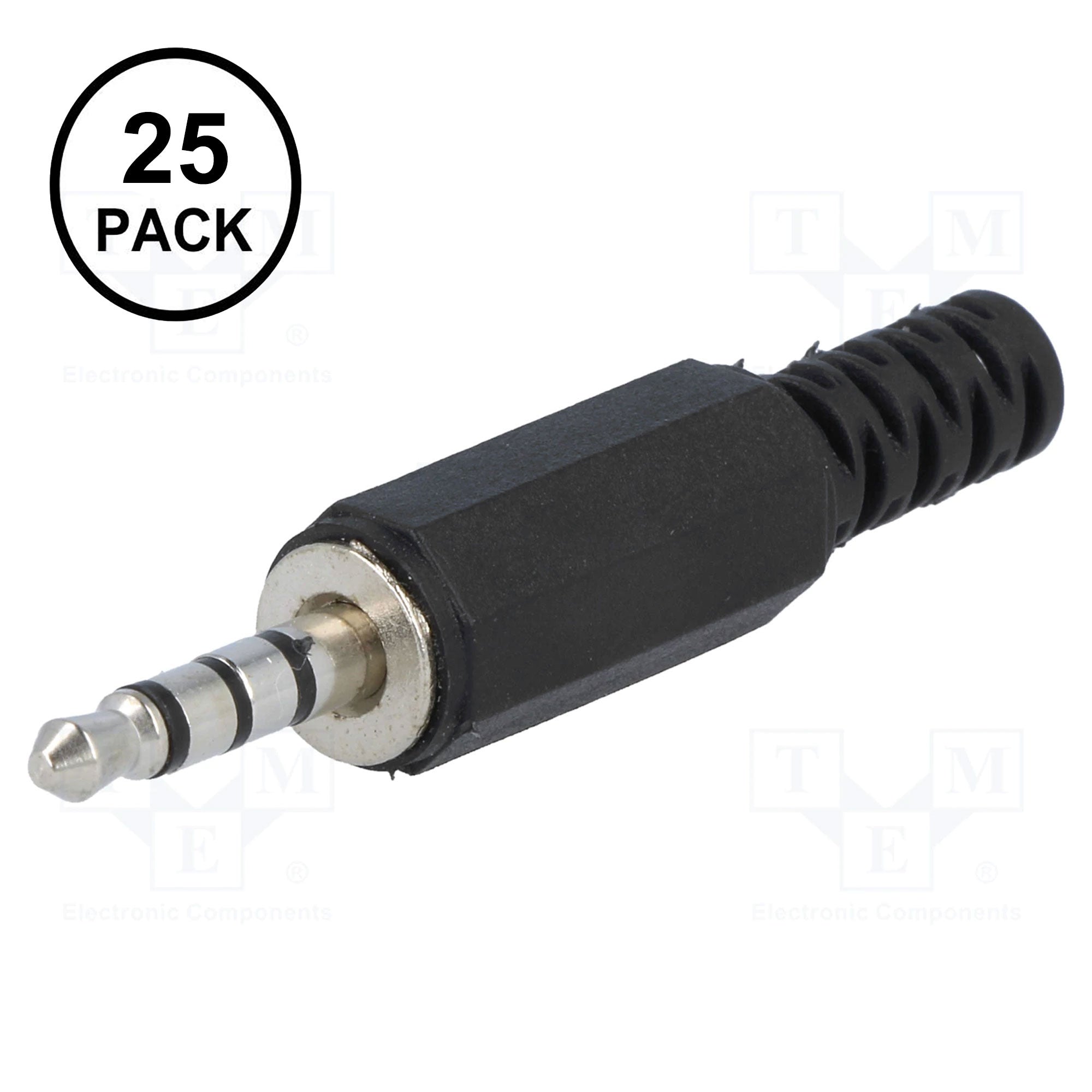 Performance Audio In-Line 3.5mm (1/8") TRRS 4-Pole Male Plug (Black Plastic, 25 Pack)