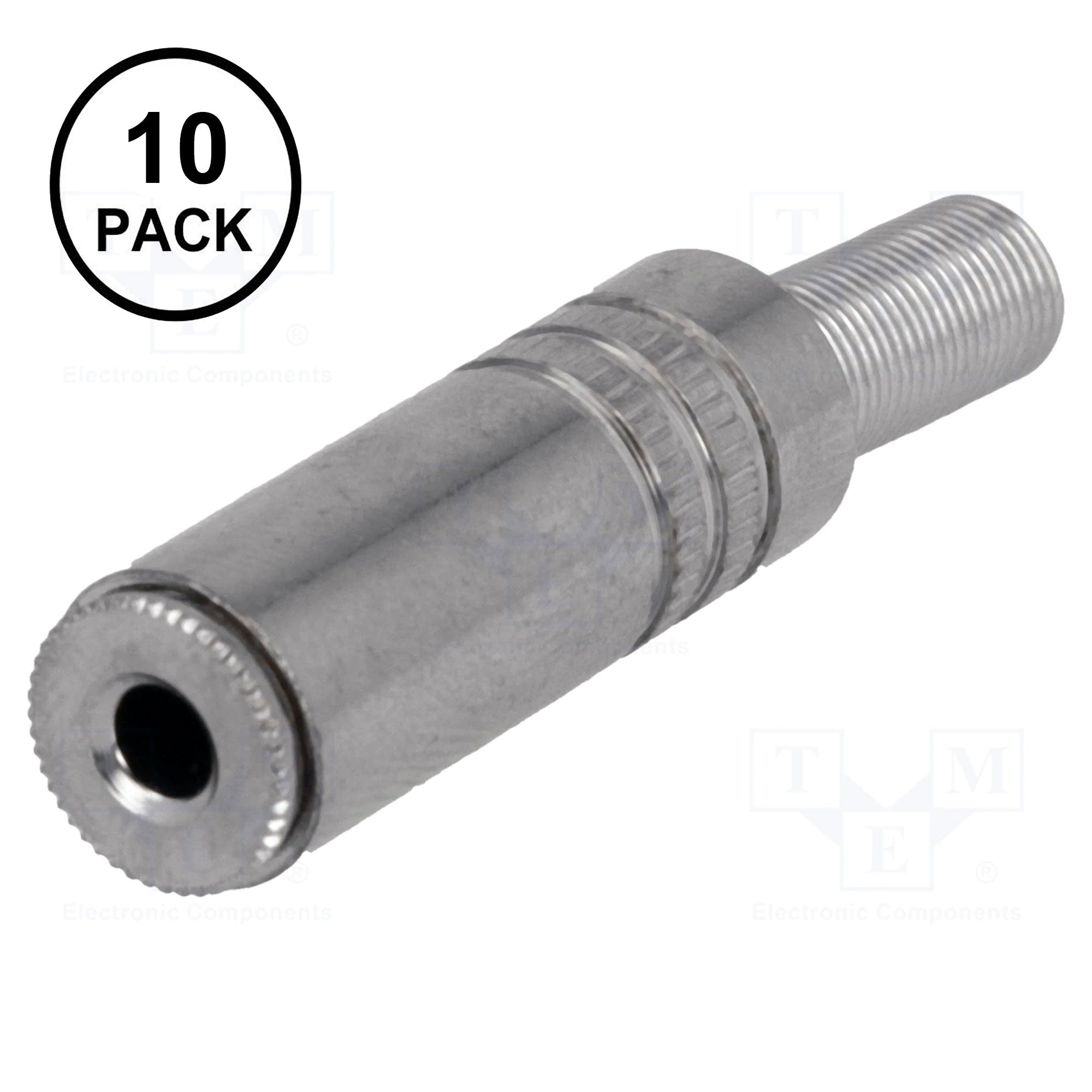 Performance Audio In-Line 3.5mm (1/8") TRS Stereo Female Jack (Silver, 10 Pack)