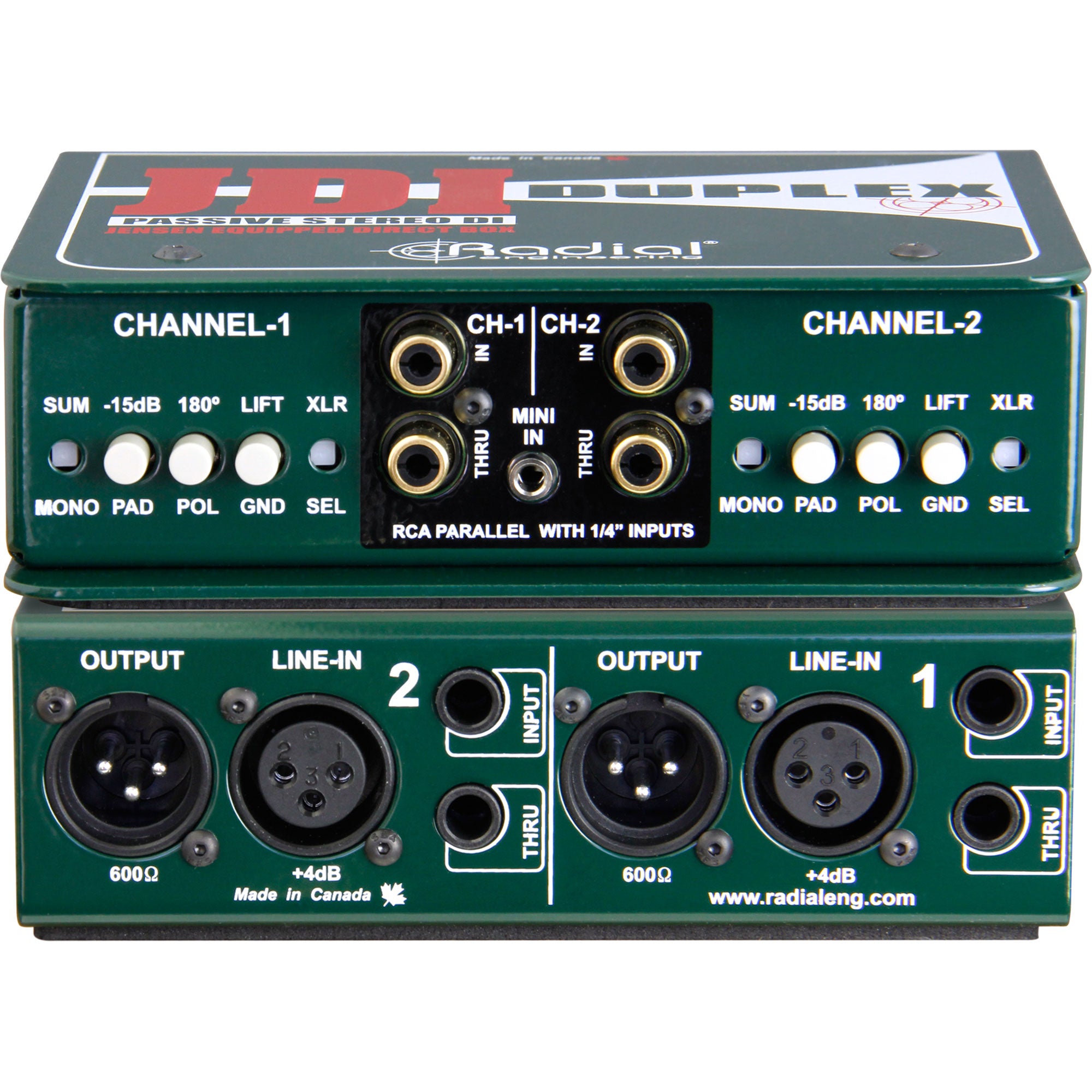 Radial Engineering JDI Duplex Two Channel Professional Passive Direct Box with Jensen Transformers