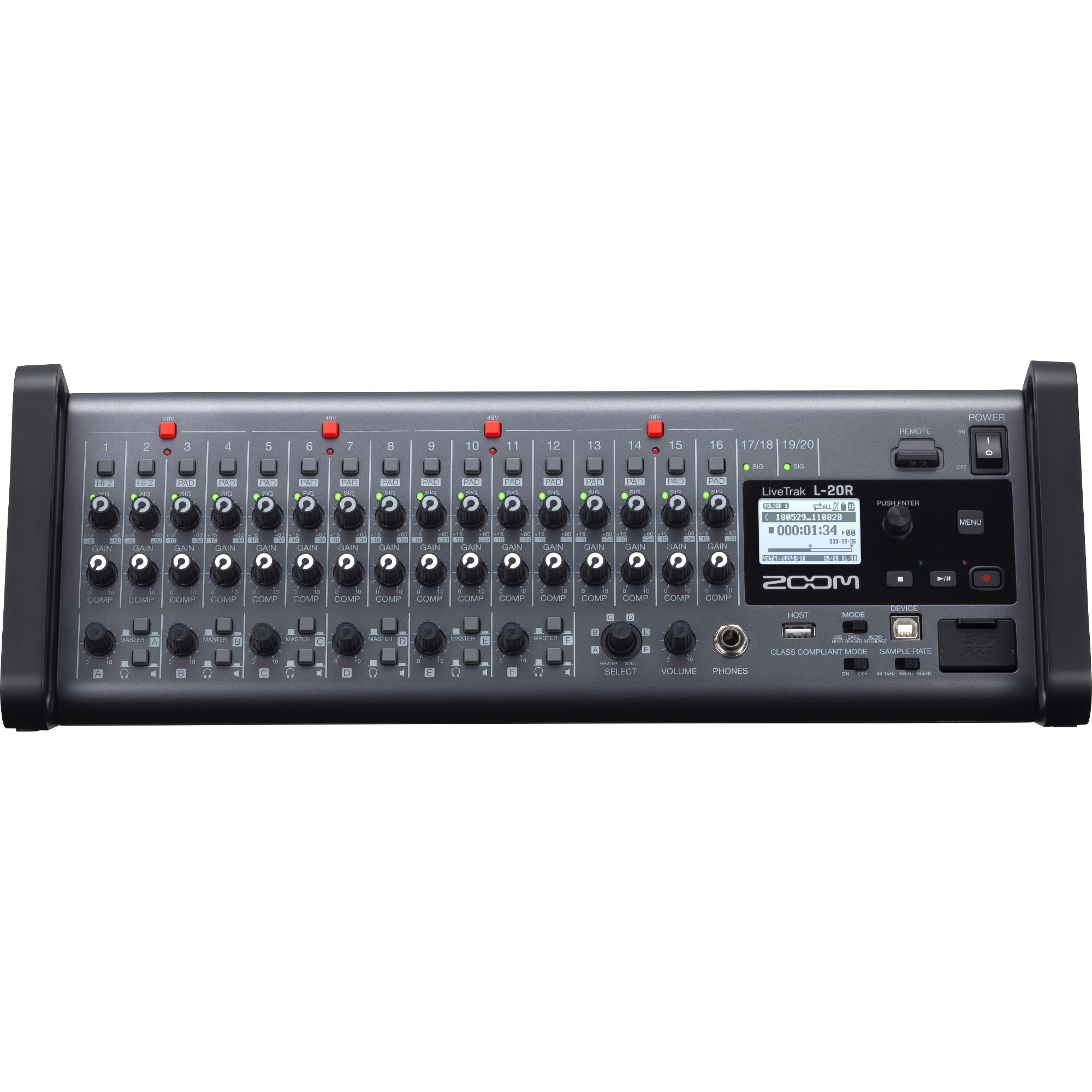 Zoom LiveTrak L-20R 20-Channel Digital Mixer and Multitrack Recorder for Stage Use