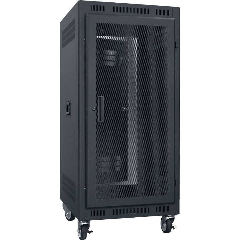 Lowell LPR-2122-FV Portable Rack with Fully Vented Door (21U, 22" Deep)