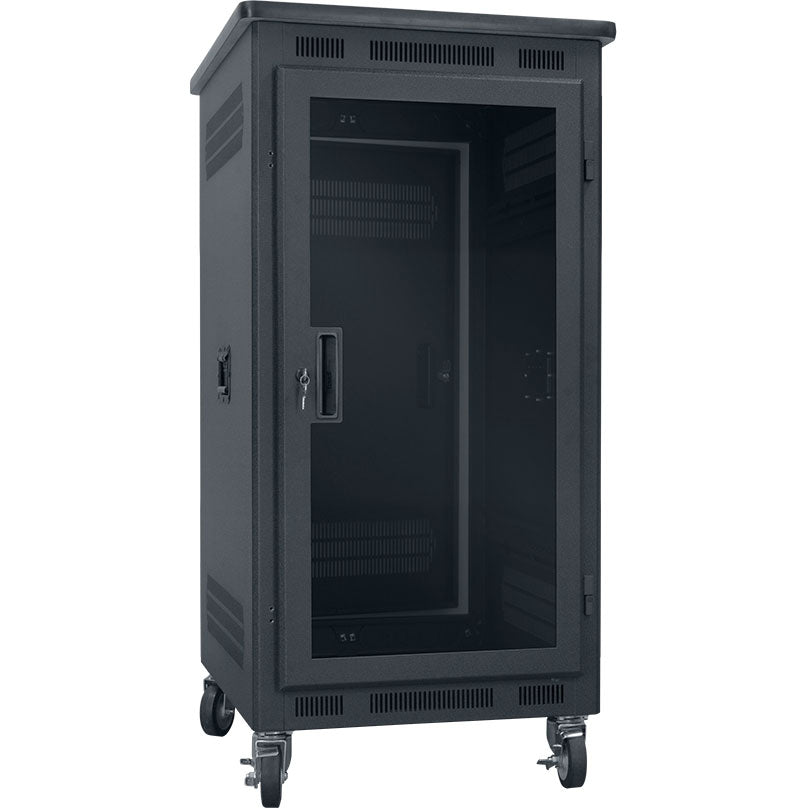 Lowell LPR-2122-PGT Portable Rack with Plexiglass Door (21U, 22" Deep)