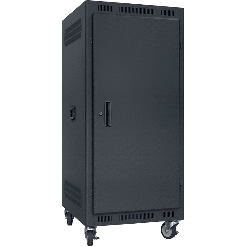 Lowell LPR-2427 Portable Rack with Solid Door (24U, 27" Deep)