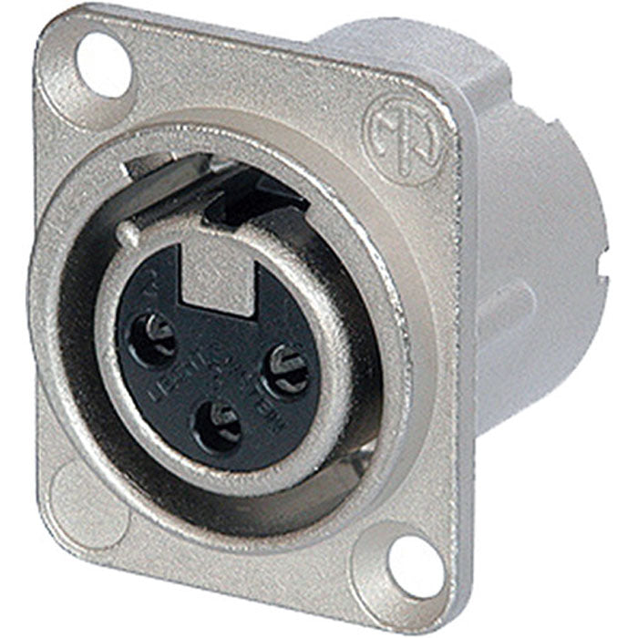 Neutrik NC3FD-LX-0 Latchless Female 3-Pin XLR Chassis Connector (Nickel/Silver, Box of 100)