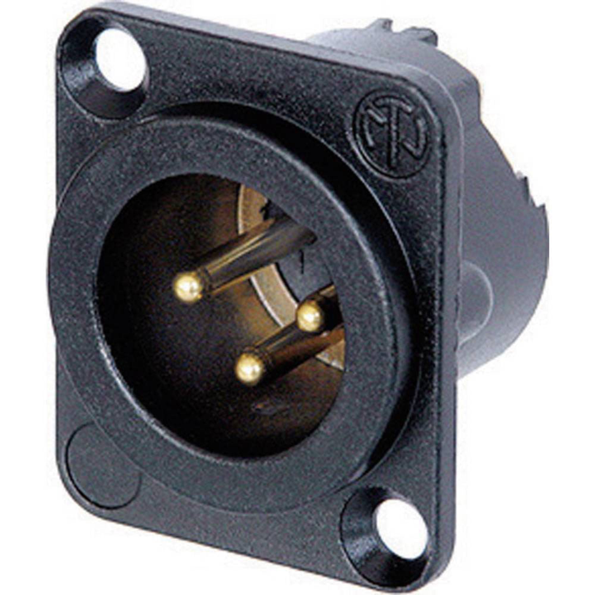 Neutrik NC3MD-LX-B Male 3-Pin XLR Chassis Connector (Black/Gold)