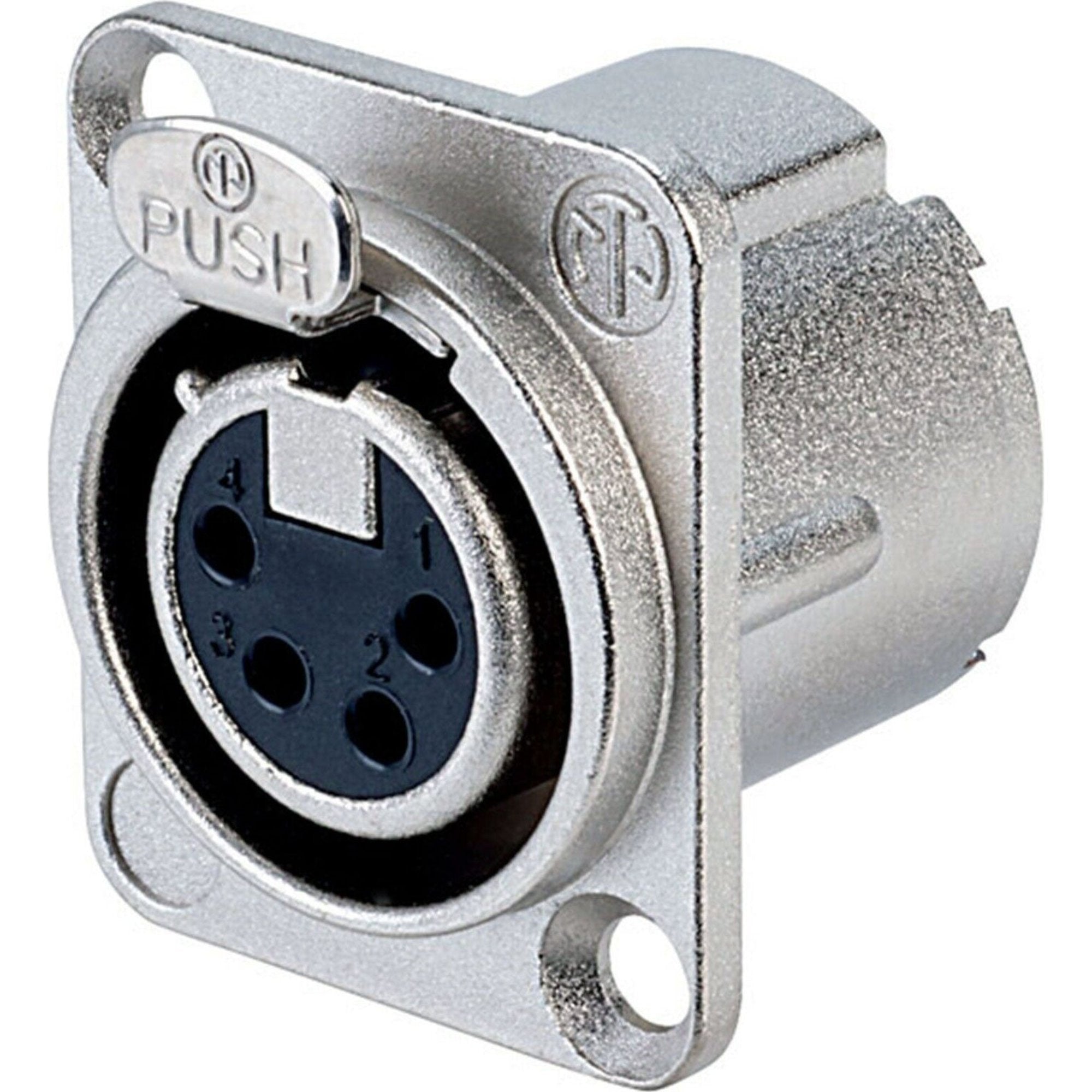 Neutrik NC4FD-LX Female 4-Pin XLR Chassis Connector (Nickel/Silver, Box of 100)