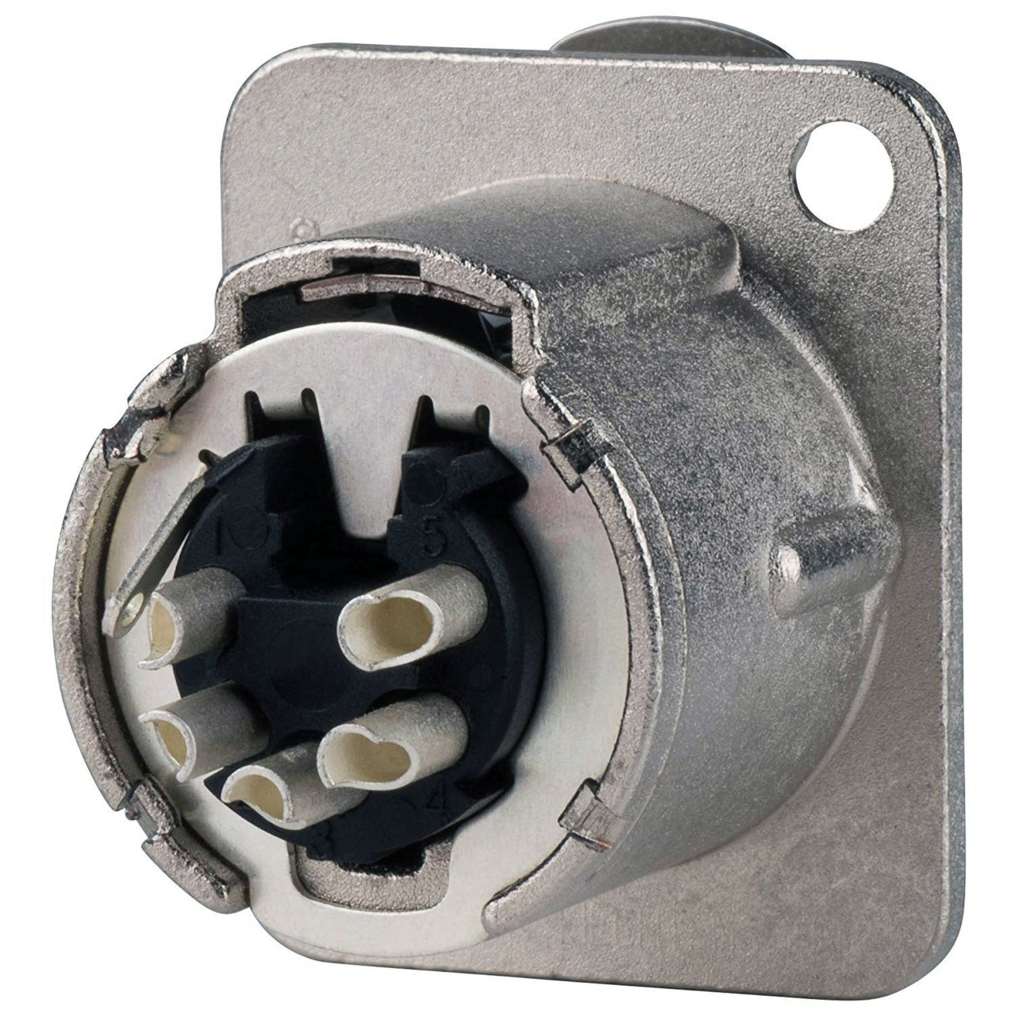 Neutrik NC5FD-LX Female 5-Pin XLR Chassis Connector (Nickel/Silver, Box of 100)