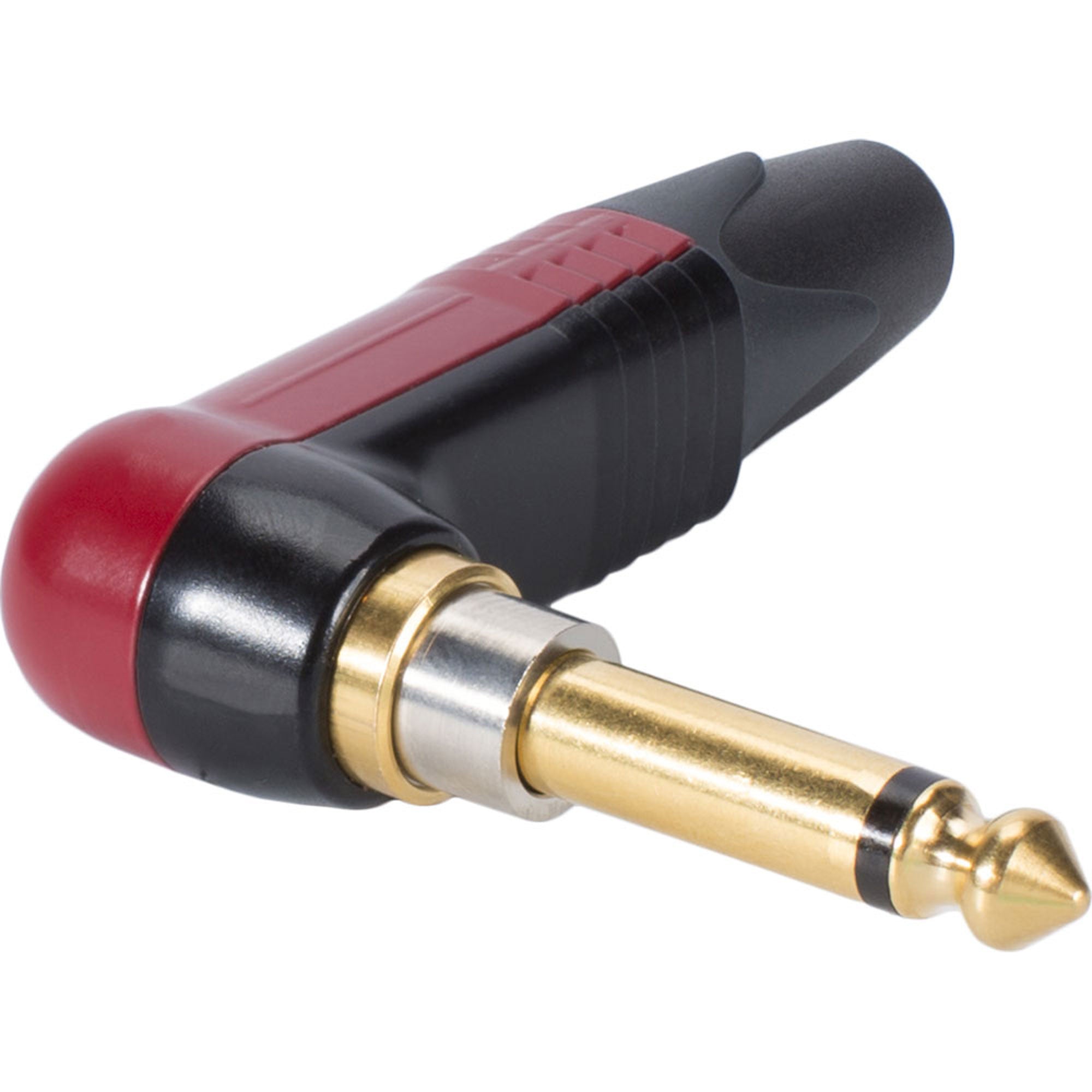 Neutrik NP2RX-AU-SILENT Professional Right-Angle 1/4" TS Mono silentPLUG (Red/Gold)