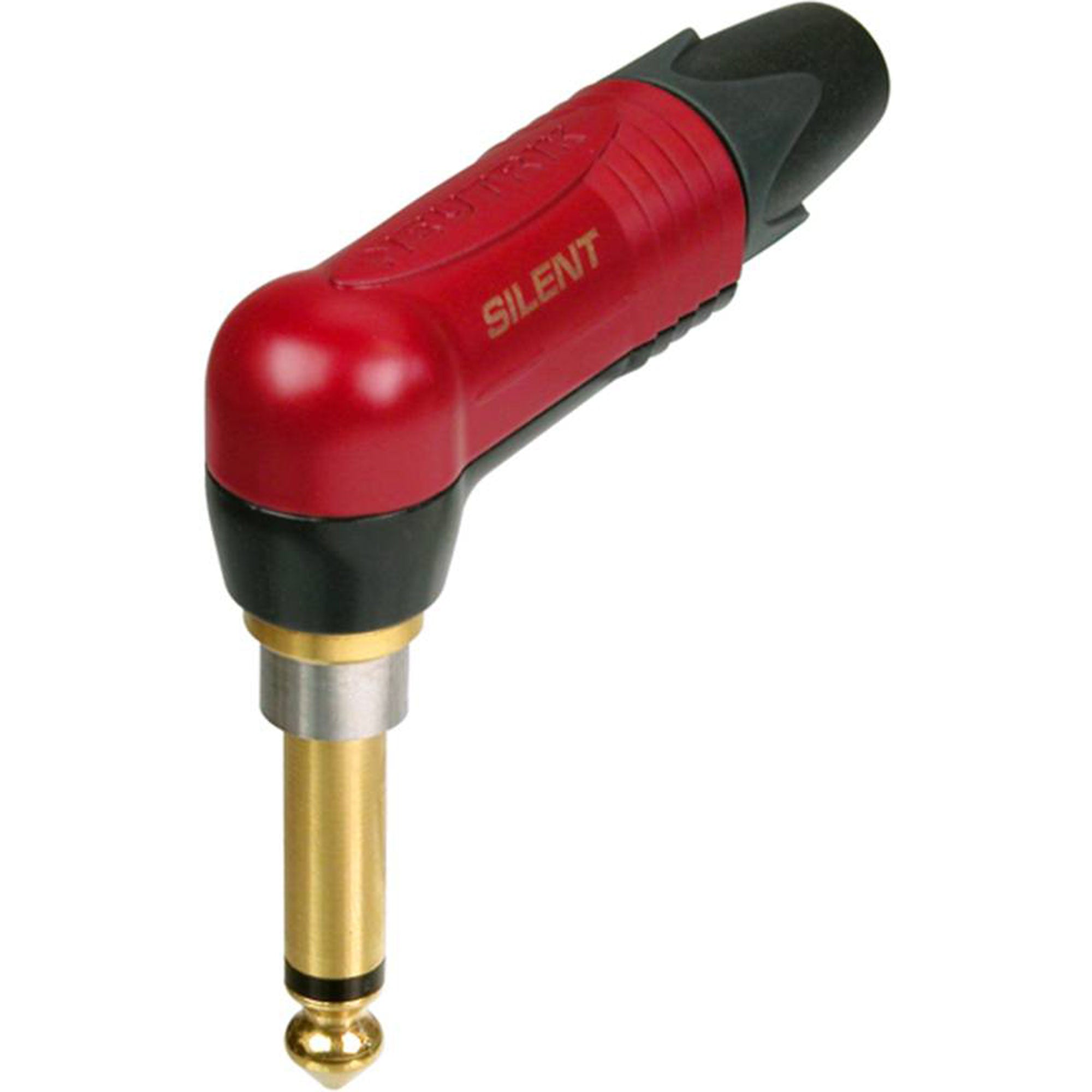 Neutrik NP2RX-AU-SILENT Professional Right-Angle 1/4" TS Mono silentPLUG (Red/Gold)