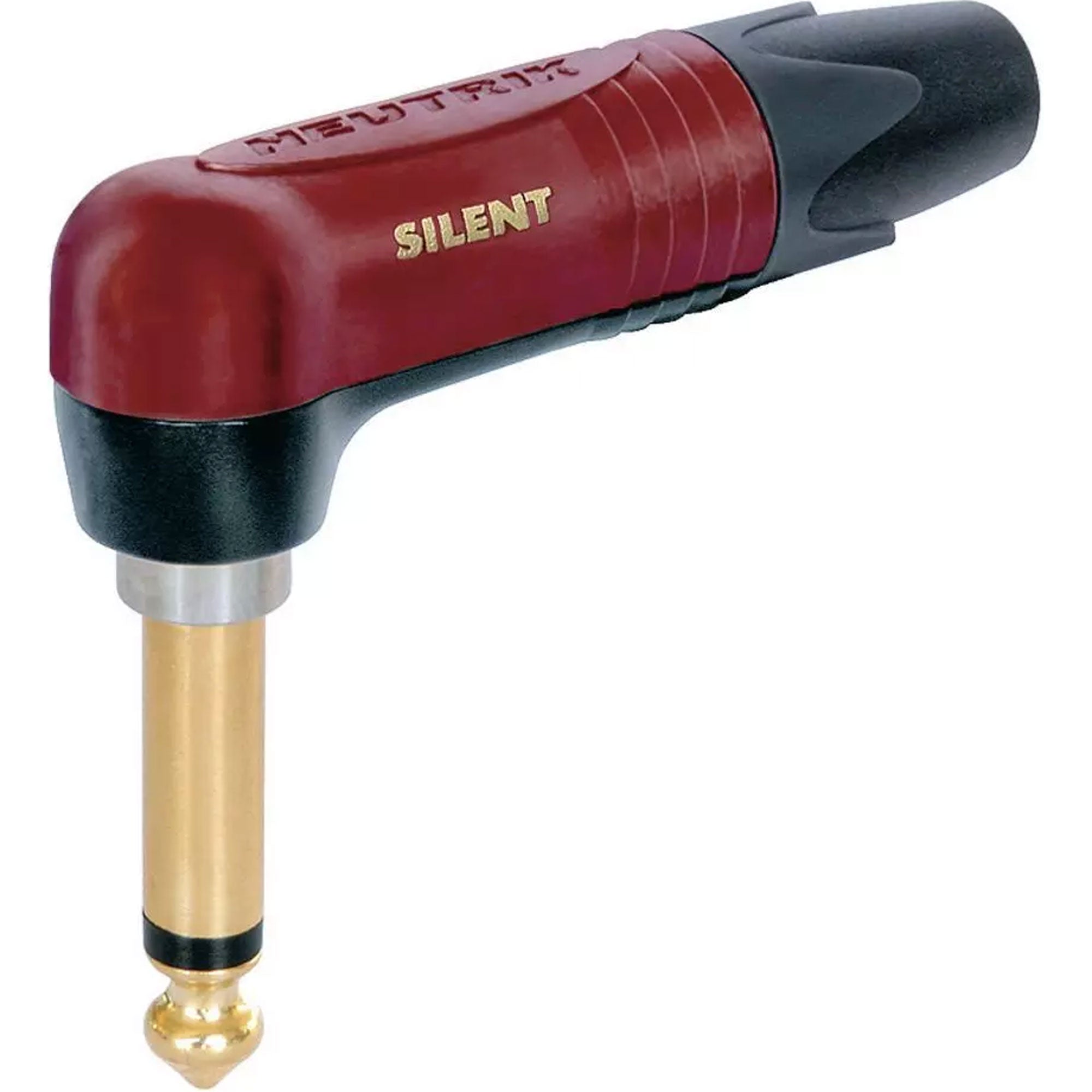 Neutrik NP2RX-AU-SILENT Professional Right-Angle 1/4" TS Mono silentPLUG (Red/Gold)