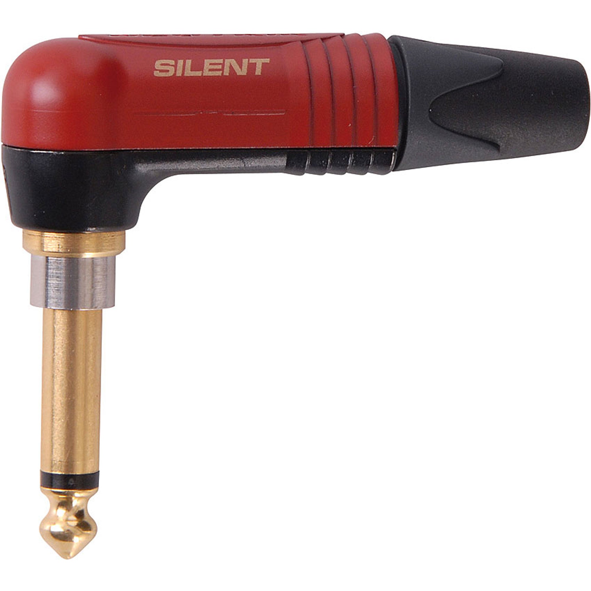 Neutrik NP2RX-AU-SILENT Professional Right-Angle 1/4" TS Mono silentPLUG (Red/Gold)