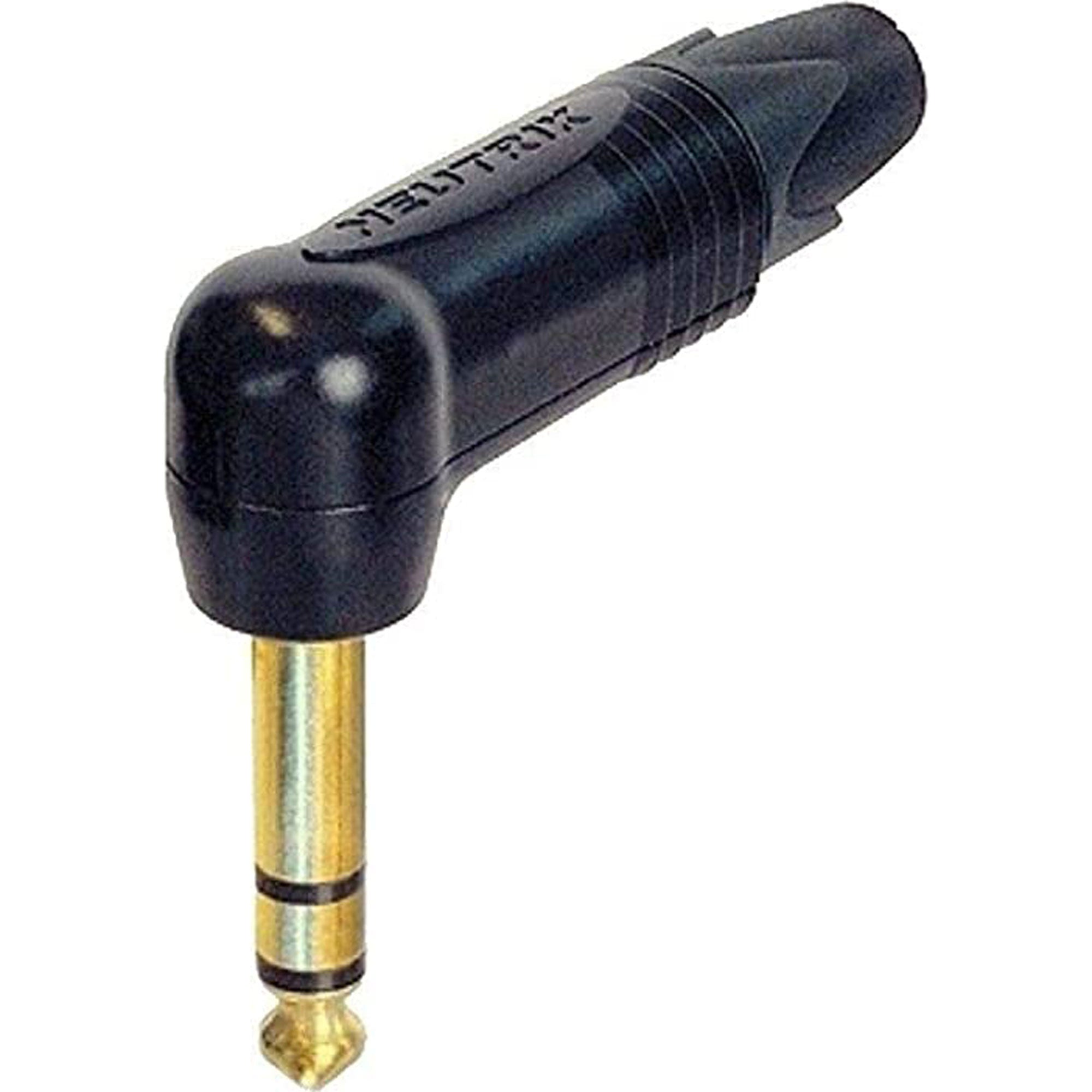 Neutrik NP3RX-B Professional Right-Angle 1/4" TRS Stereo Phone Plug (Black/Gold)