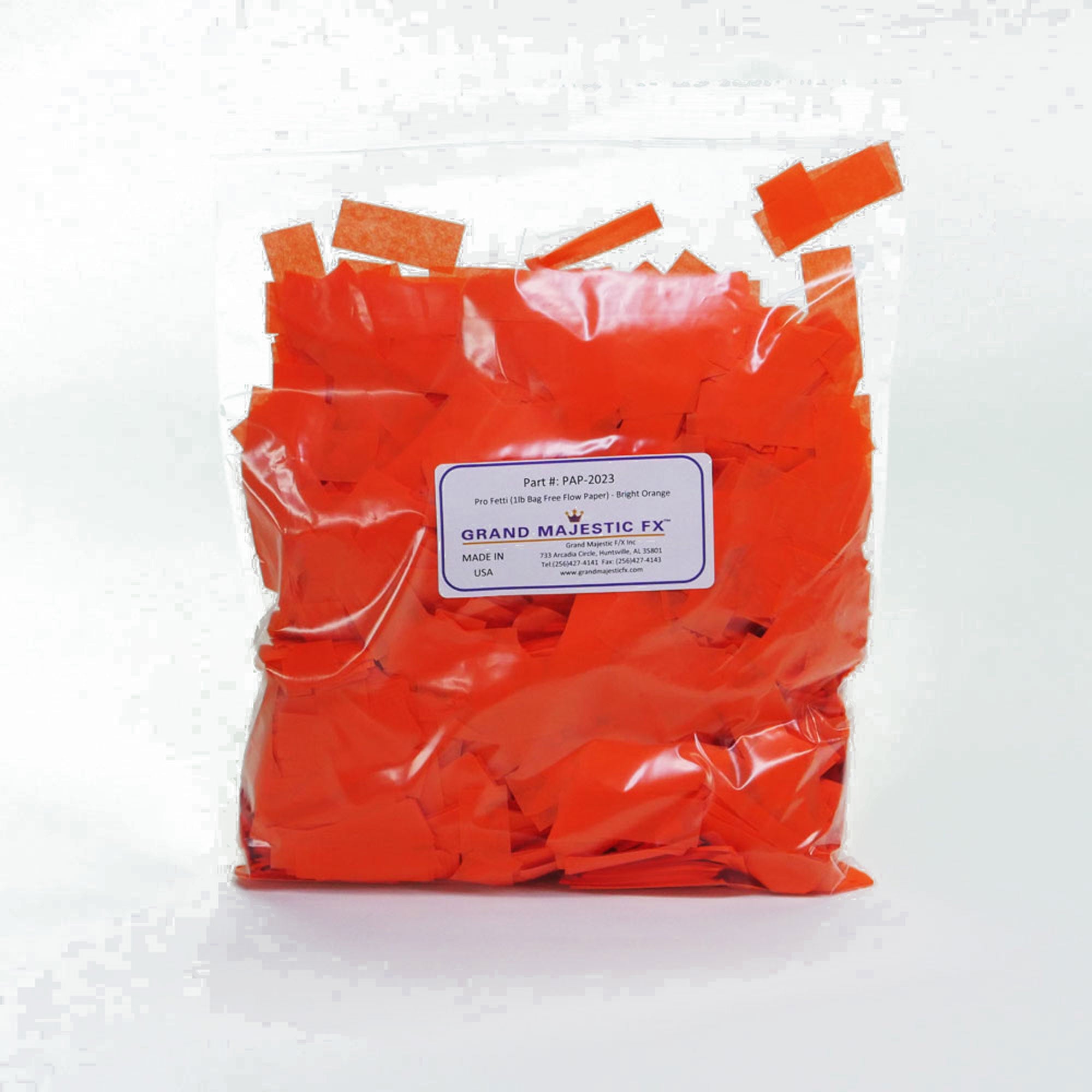 Grand Majestic FX Pro Fetti 25lb Bag of Free Flow Paper Confetti (Bright Orange)