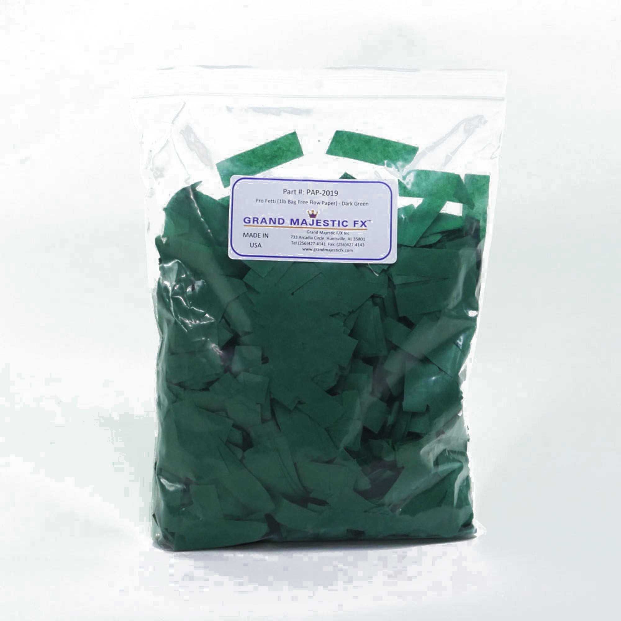 Grand Majestic FX Pro Fetti 25lb Bag of Free Flow Paper Confetti (Dark Green)