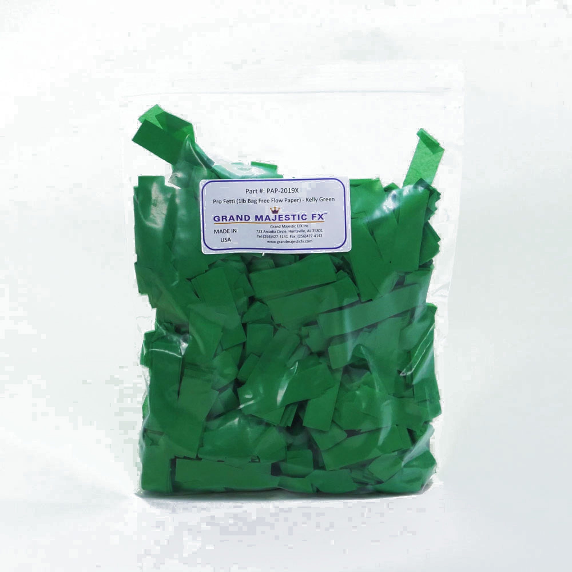 Grand Majestic FX Pro Fetti 25lb Bag of Free Flow Paper Confetti (Kelly Green)