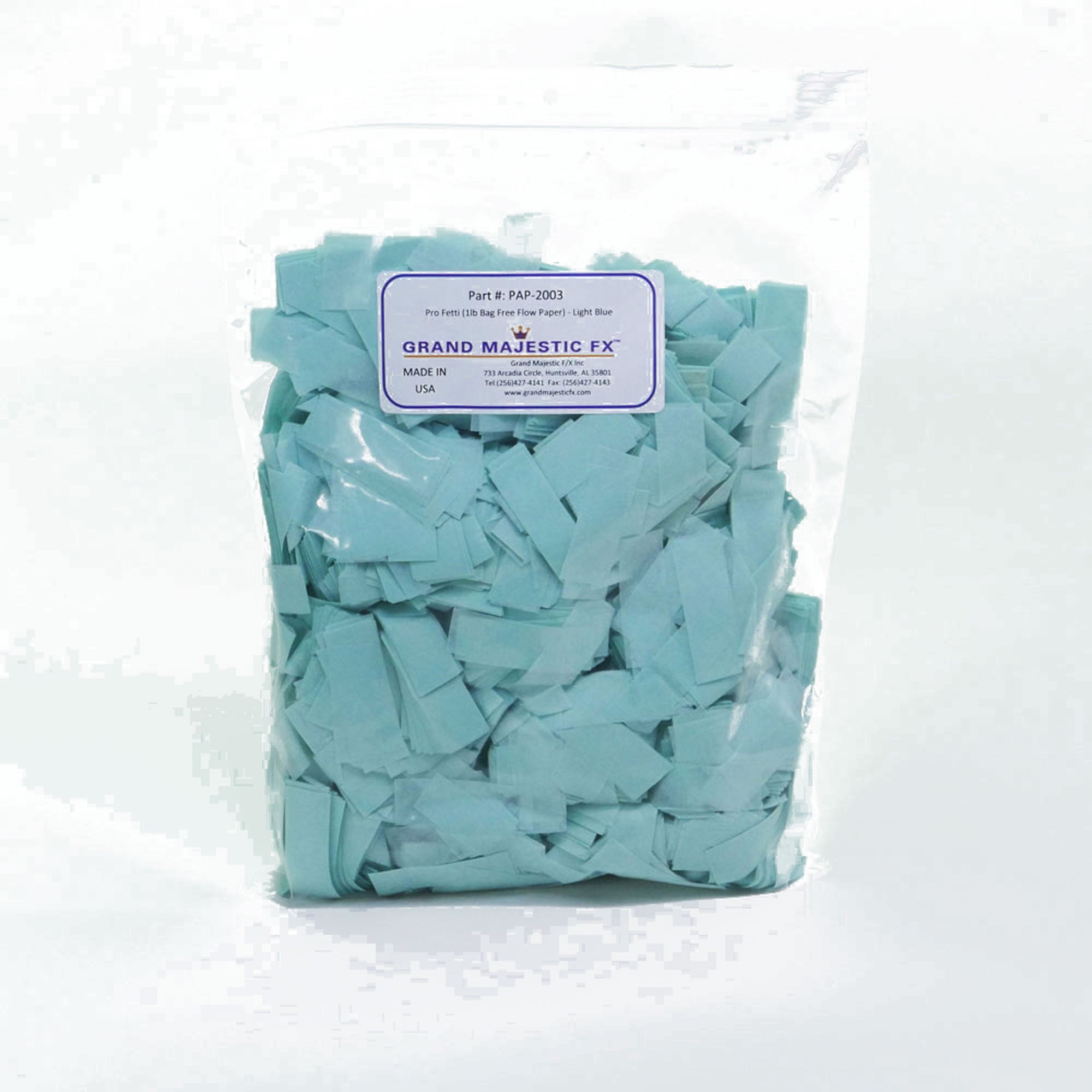 Grand Majestic FX Pro Fetti 1lb Bag of Free Flow Paper Confetti (Light Blue)