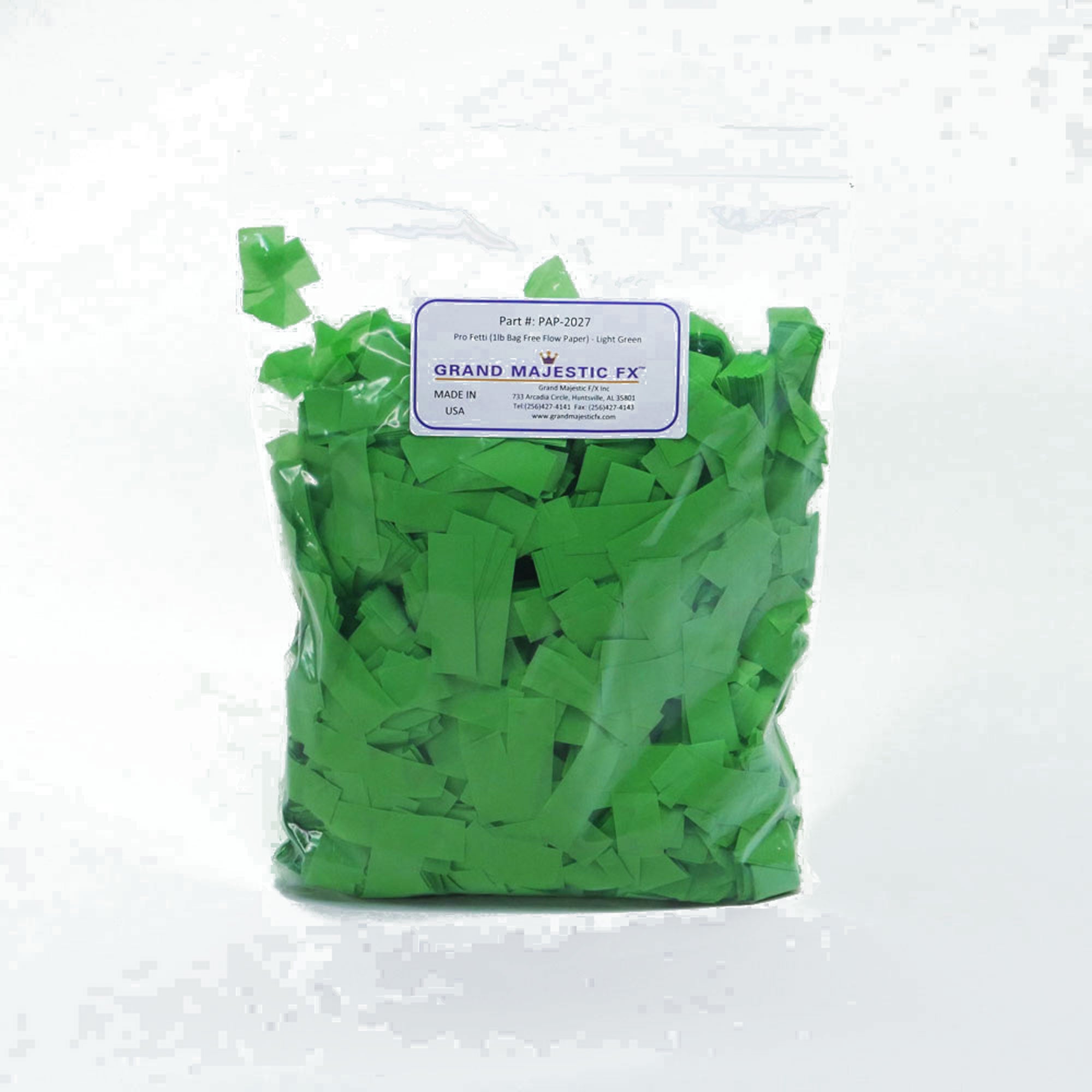 Grand Majestic FX Pro Fetti 25lb Bag of Free Flow Paper Confetti (Light Green)