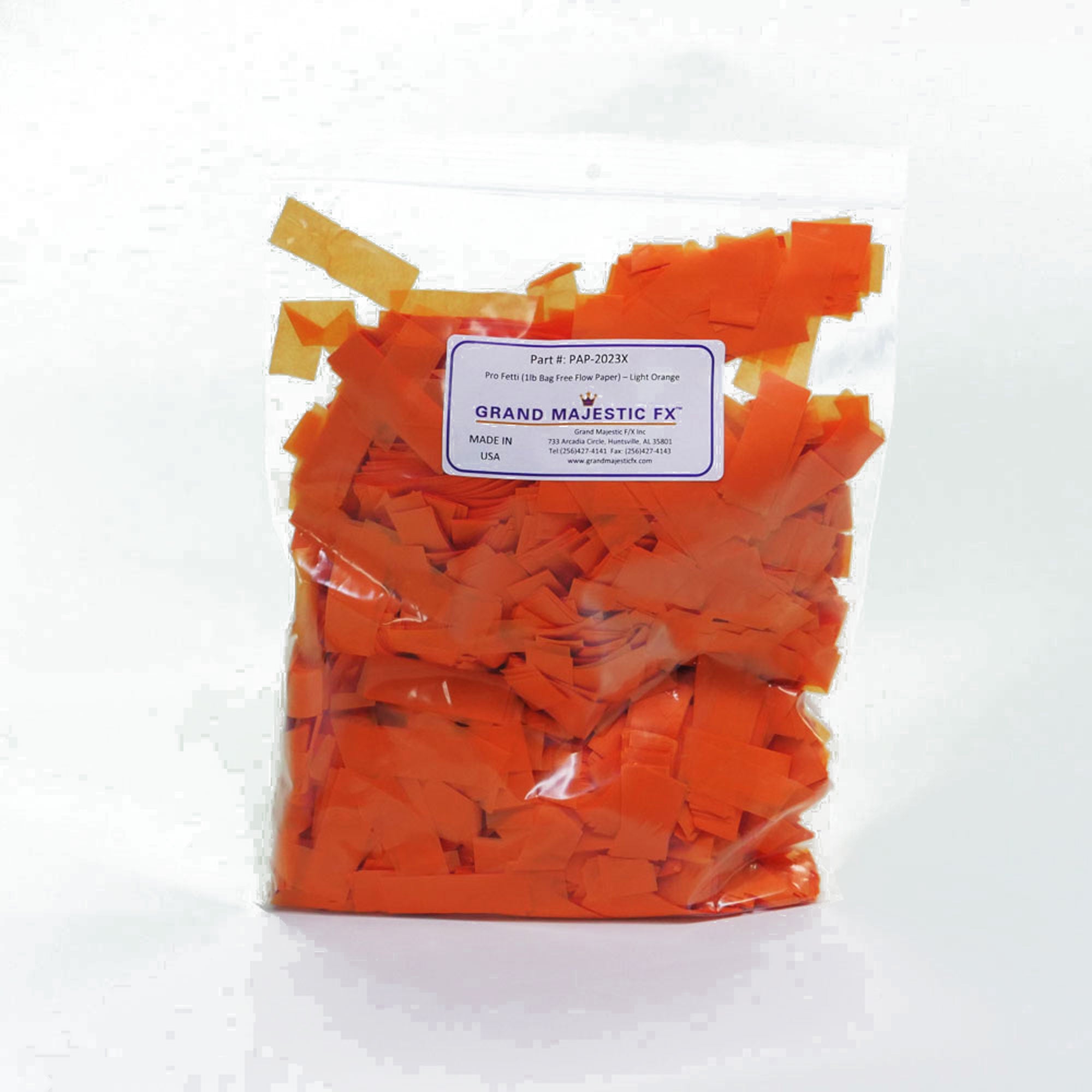 Grand Majestic FX Pro Fetti 1lb Bag of Free Flow Paper Confetti (Light Orange)