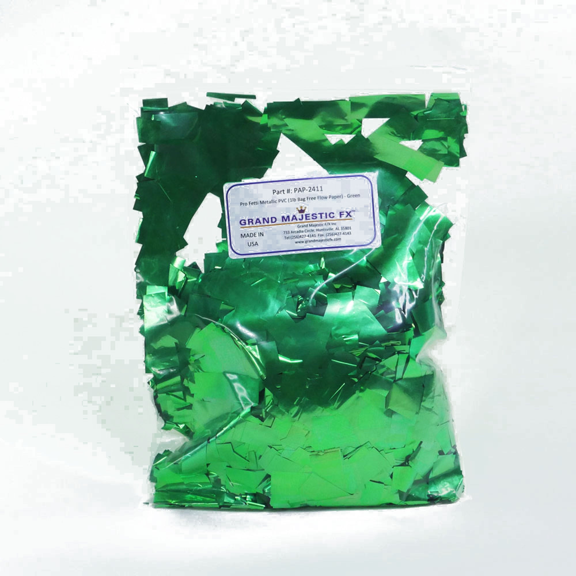 Grand Majestic FX Pro Fetti 10lb Bag of Free Flow Metallic PVC Mylar Confetti (Green)