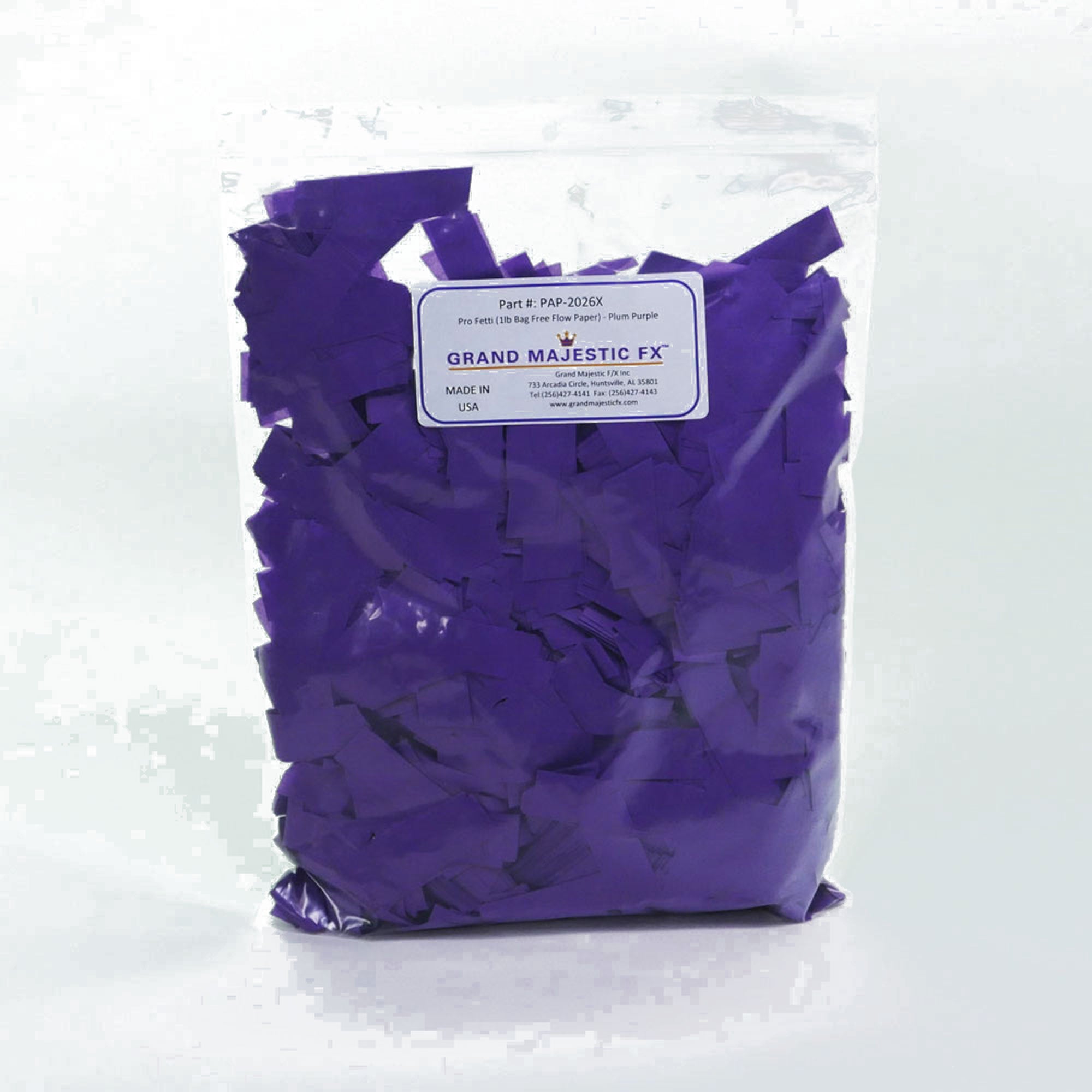 Grand Majestic FX Pro Fetti 1lb Bag of Free Flow Paper Confetti (Plum Purple)